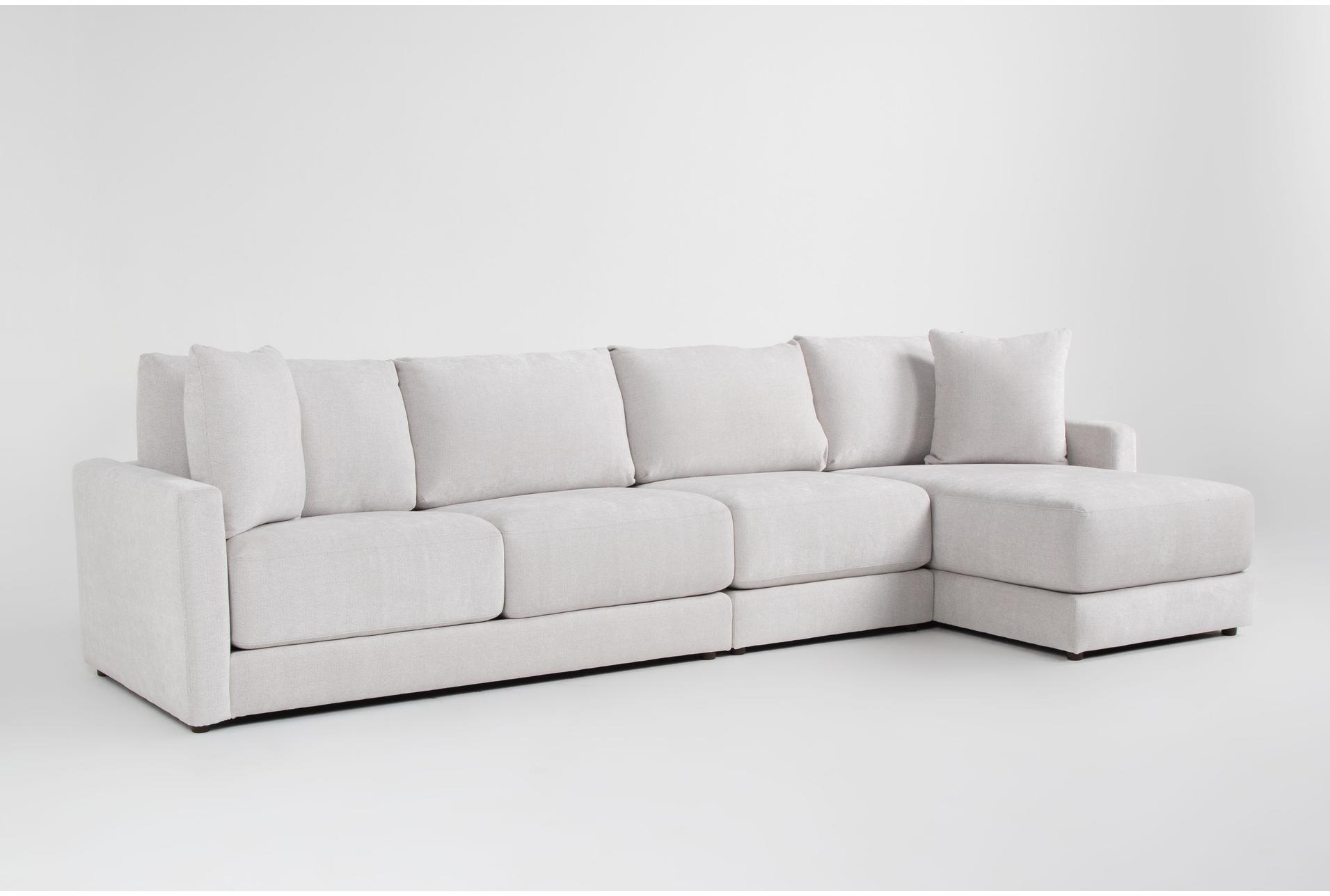 alicia greige grey chenille 138" 3 piece sectional with right arm facing chaise | reversible | fabric 1 alicia greige grey chenille 138" 3 piece sectional with right arm facing chaise | reversible | fabric