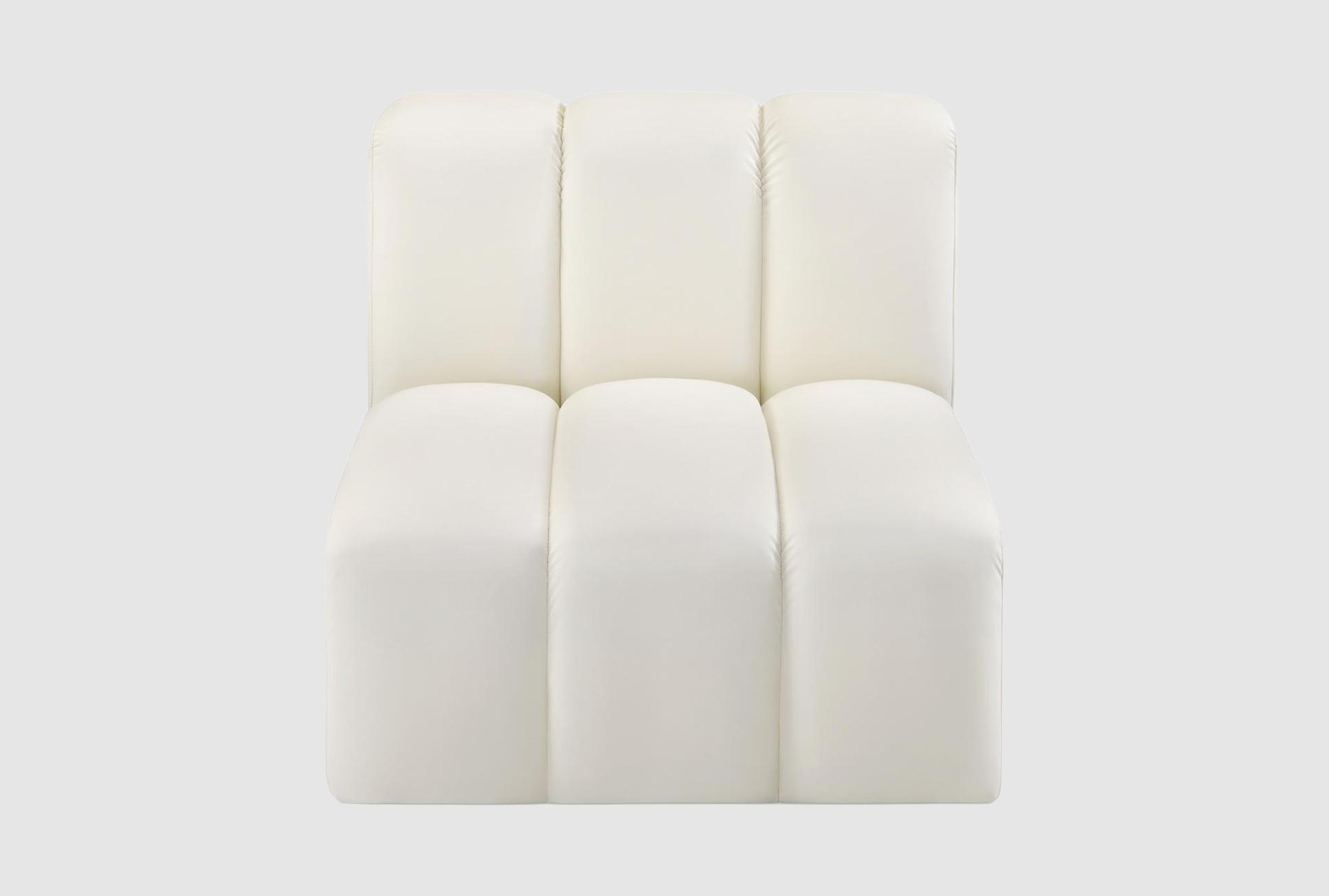 arc cream white vegan leather straight chair | fabric | armless | modular 1 arc cream white vegan leather straight chair | fabric | armless | modular