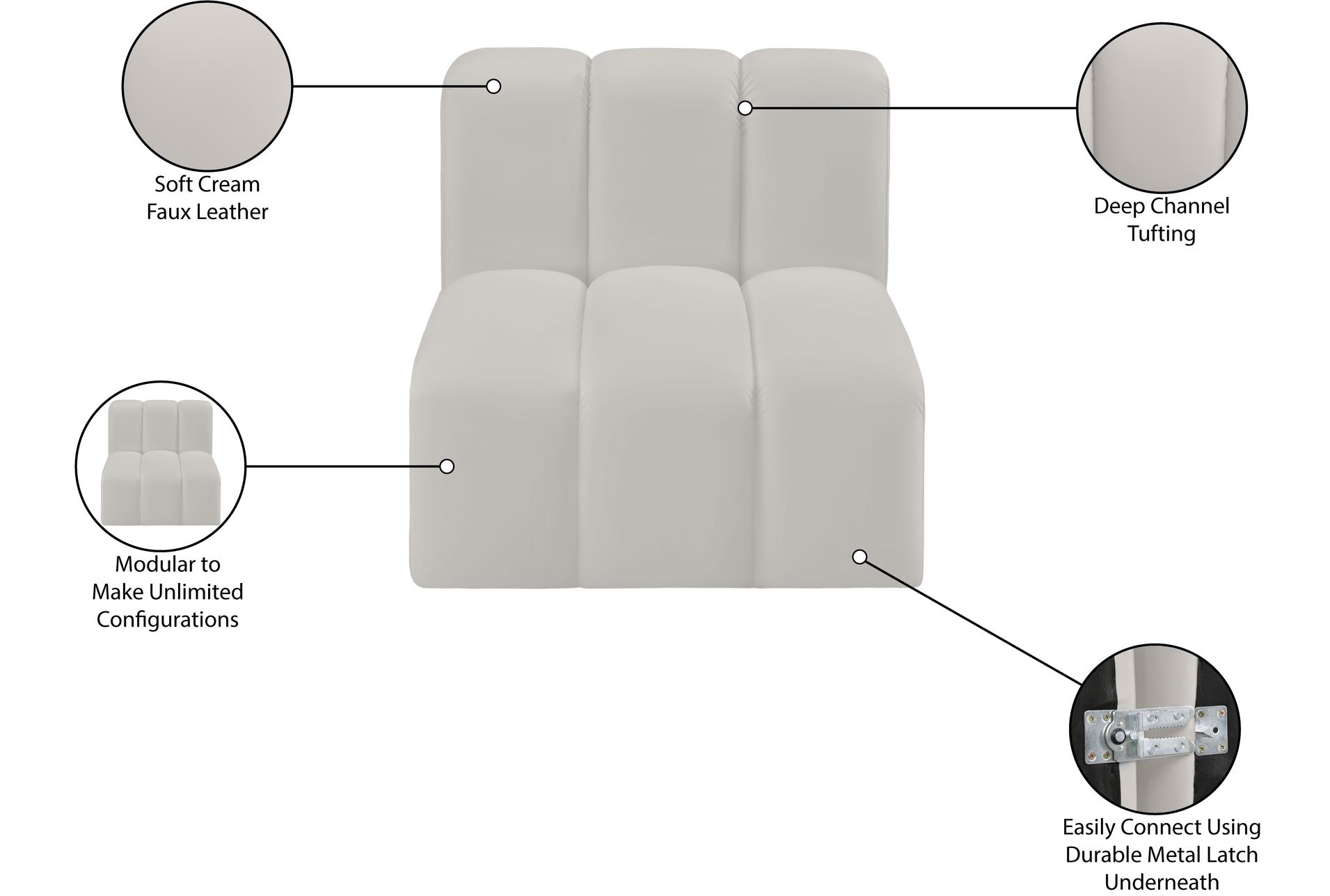 arc cream white vegan leather straight chair | fabric | armless | modular 17 arc cream white vegan leather straight chair | fabric | armless | modular