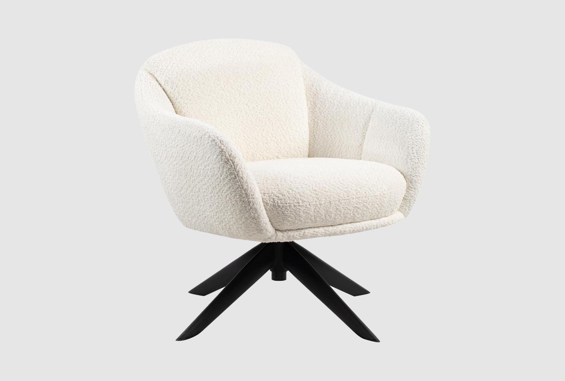 fleming ivory upholstered wood boucle swivel lounge chair | fabric | solid 1 fleming ivory upholstered wood boucle swivel lounge chair | fabric | solid