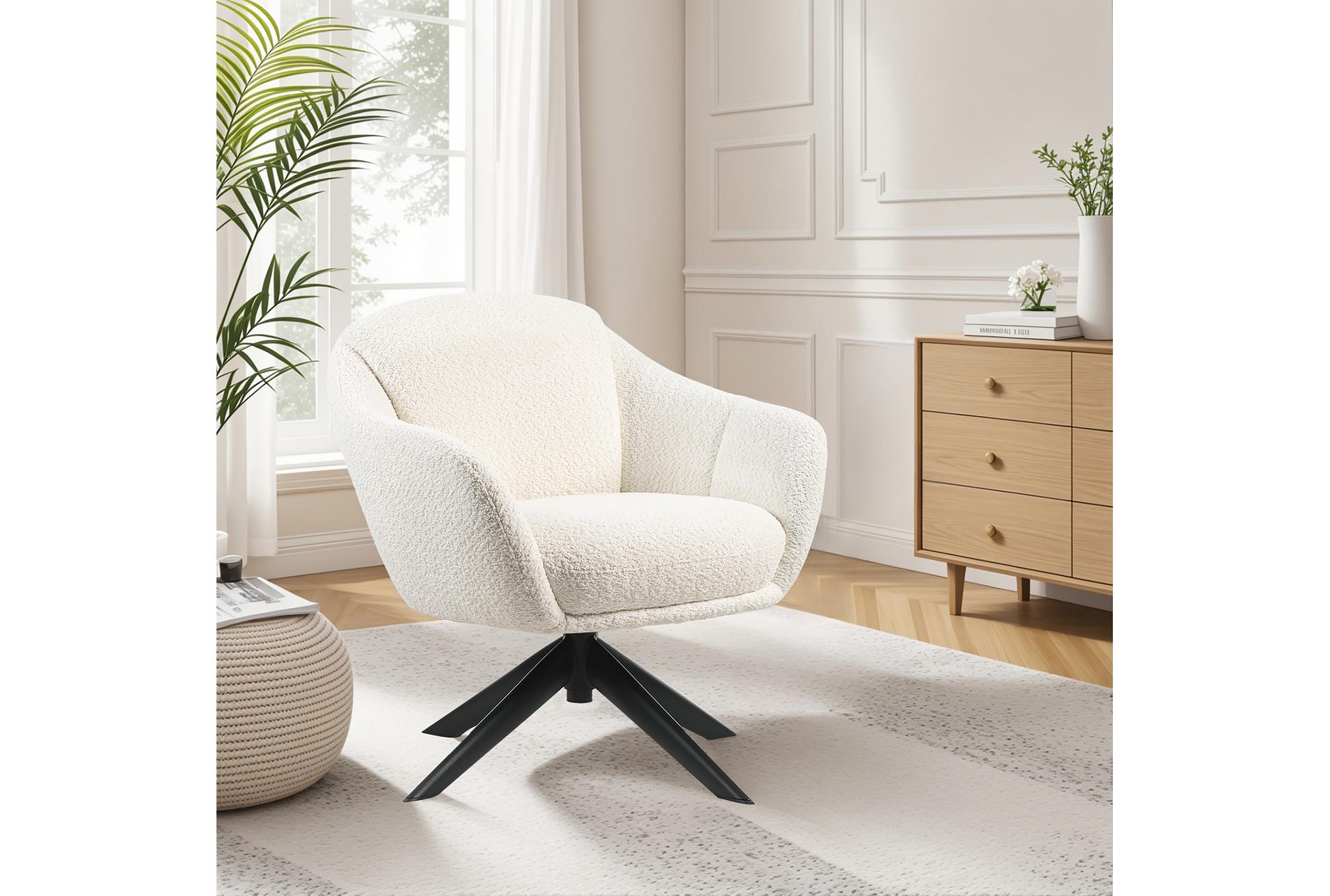fleming ivory upholstered wood boucle swivel lounge chair | fabric | solid 18 fleming ivory upholstered wood boucle swivel lounge chair | fabric | solid
