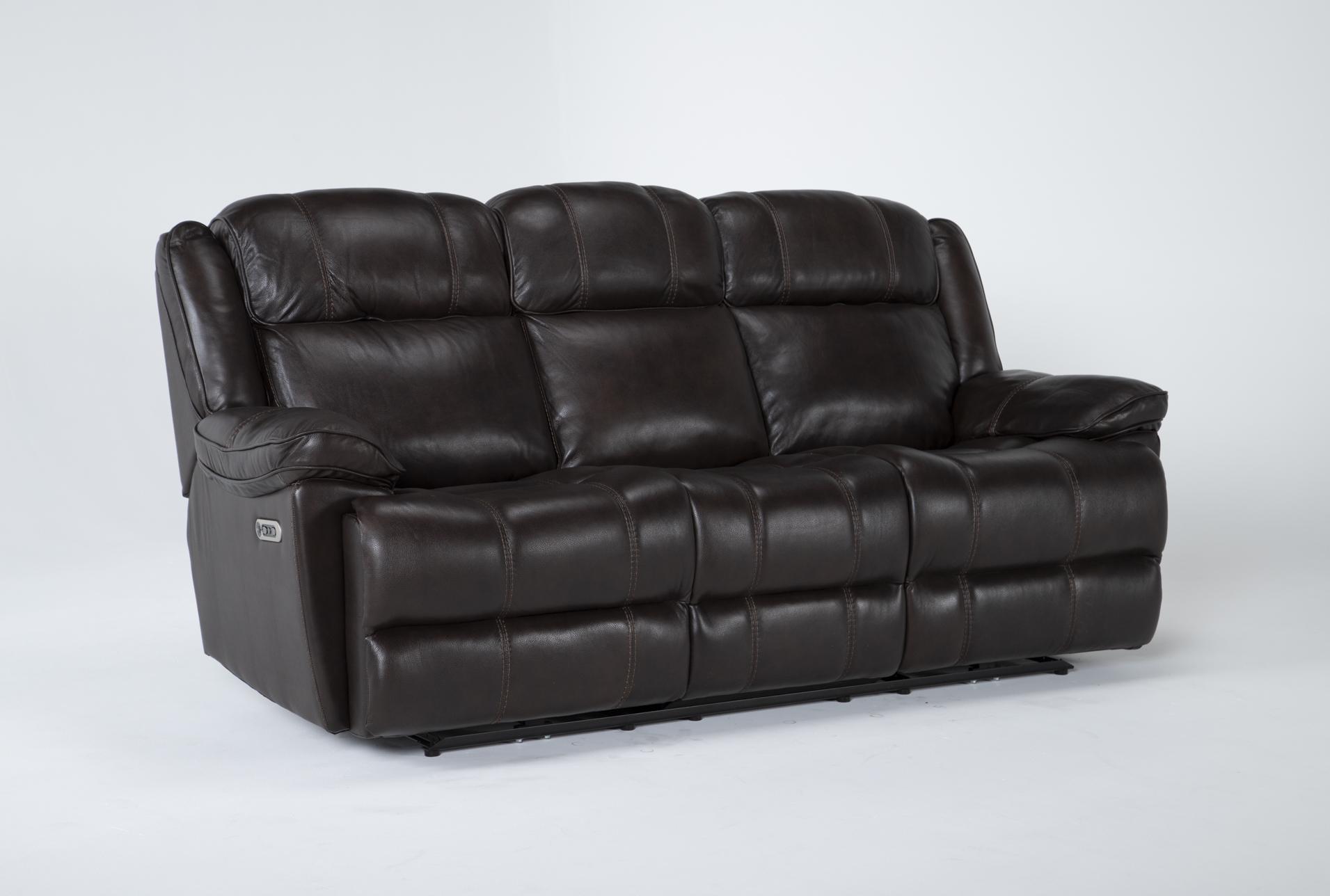 eckhart brown leather 86" power reclining sofa with power headrest & usb | adjustable headrests 12 eckhart brown leather 86" power reclining sofa with power headrest & usb | adjustable headrests