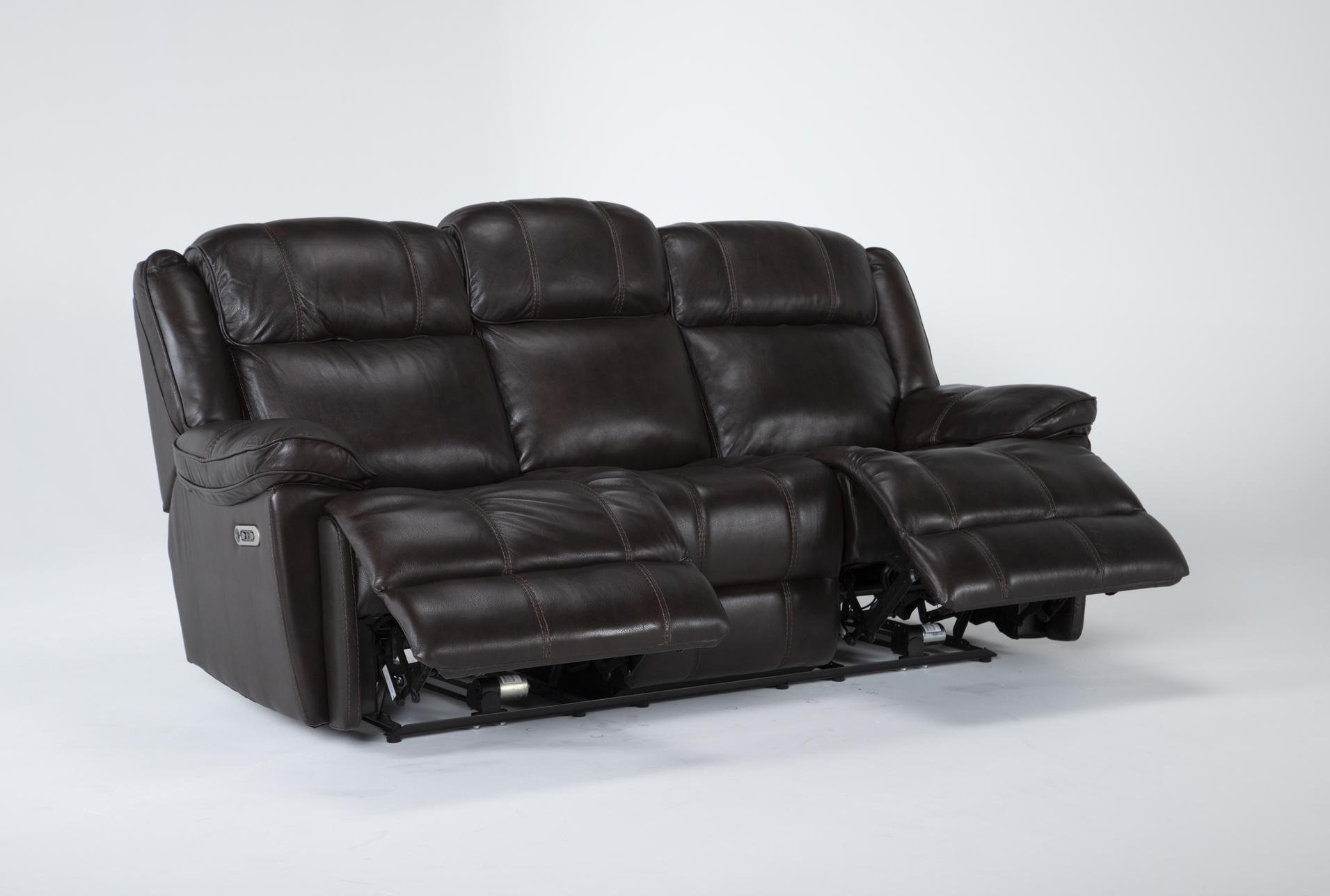 eckhart brown leather 86" power reclining sofa with power headrest & usb | adjustable headrests 13 eckhart brown leather 86" power reclining sofa with power headrest & usb | adjustable headrests