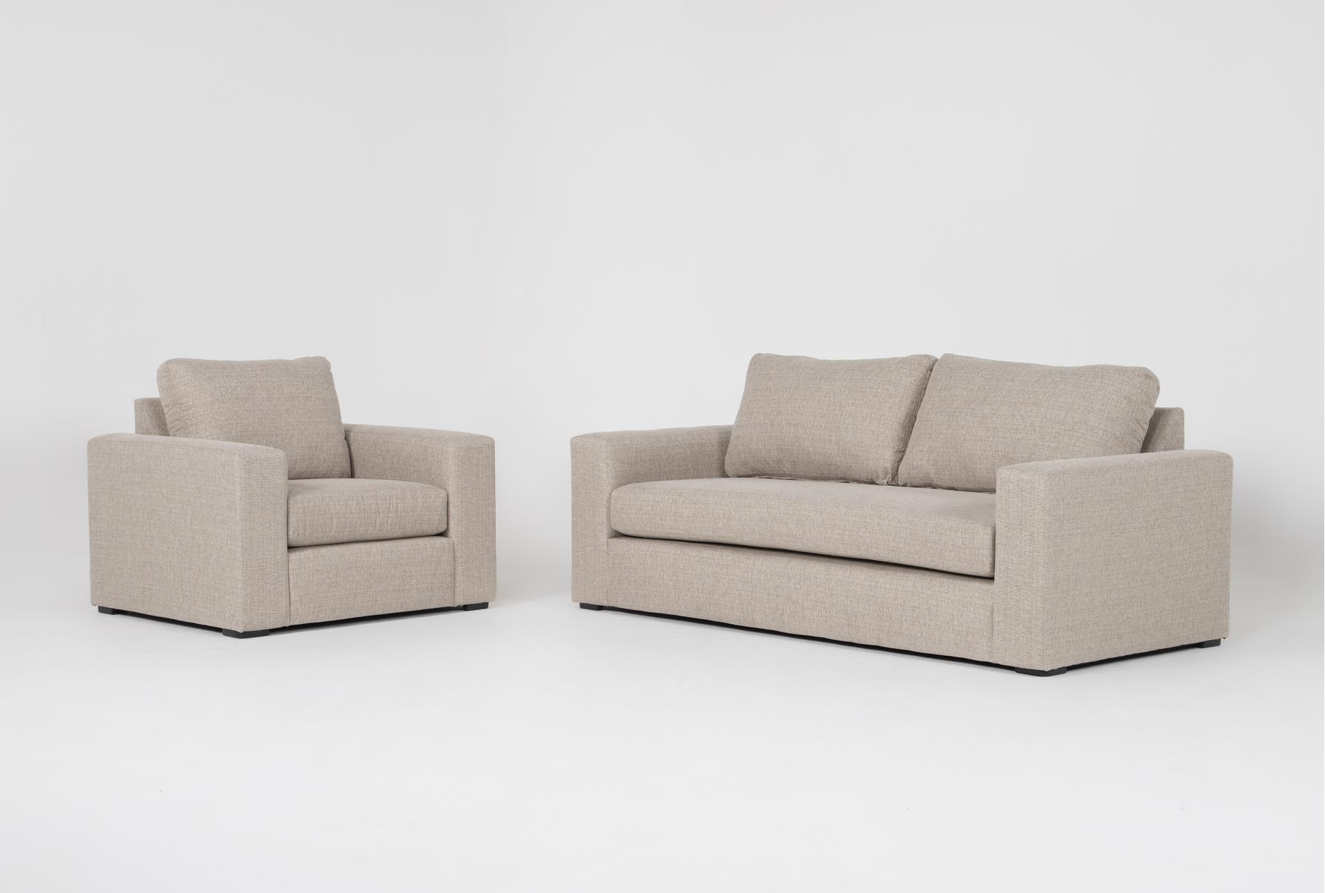 acosta beige 2 piece condo sofa & chair set