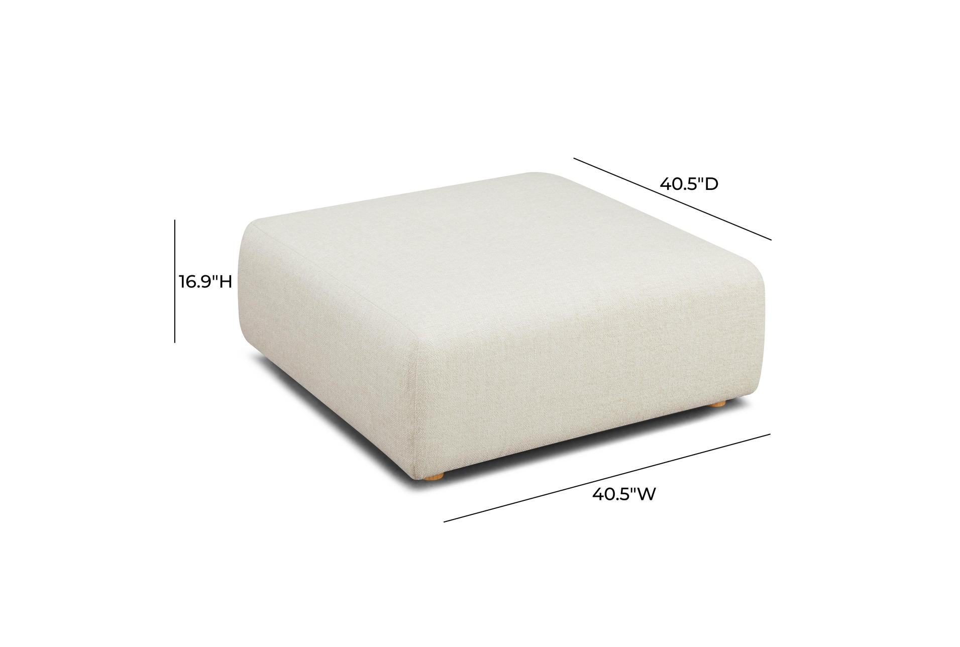 hangover cream heavy textured fabric ottoman | square 8 hangover cream heavy textured fabric ottoman | square