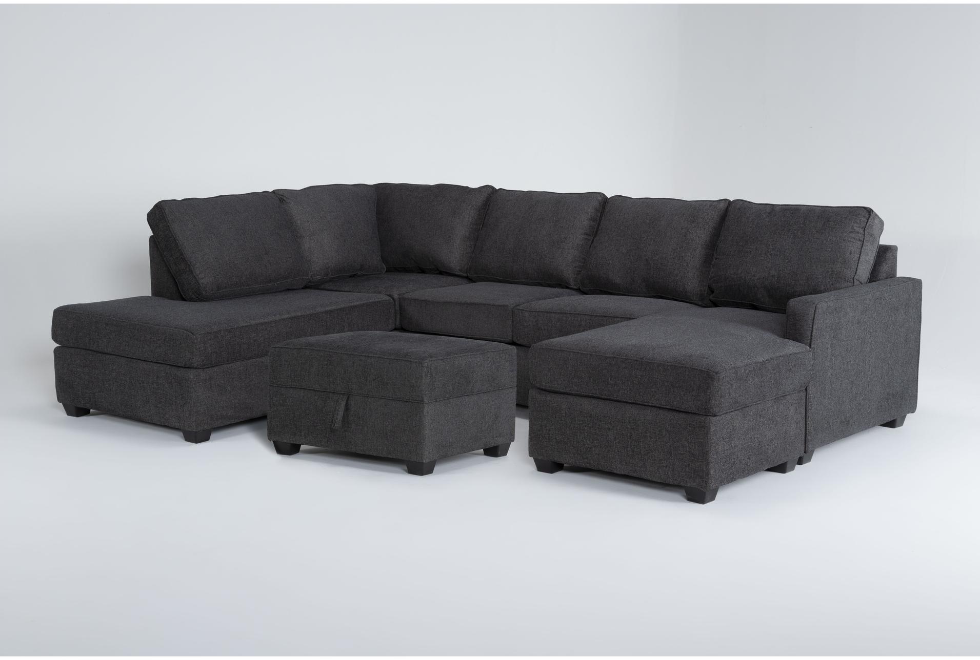 mathers slate grey fabric 125" 2 piece u-shaped sectional with right arm facing queen memory foam sleeper sofa bed chaise left arm facing corner chaise & storage ottoman 1 mathers slate grey fabric 125" 2 piece u-shaped sectional with right arm facing queen memory foam sleeper sofa bed chaise left arm facing corner chaise & storage ottoman