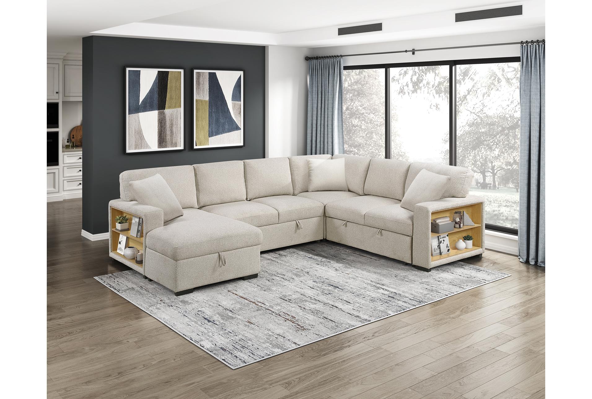 dimitri beige sectional with left chaise pull-out bed and hidden storages charging ports 23 dimitri beige sectional with left chaise pull-out bed and hidden storages charging ports