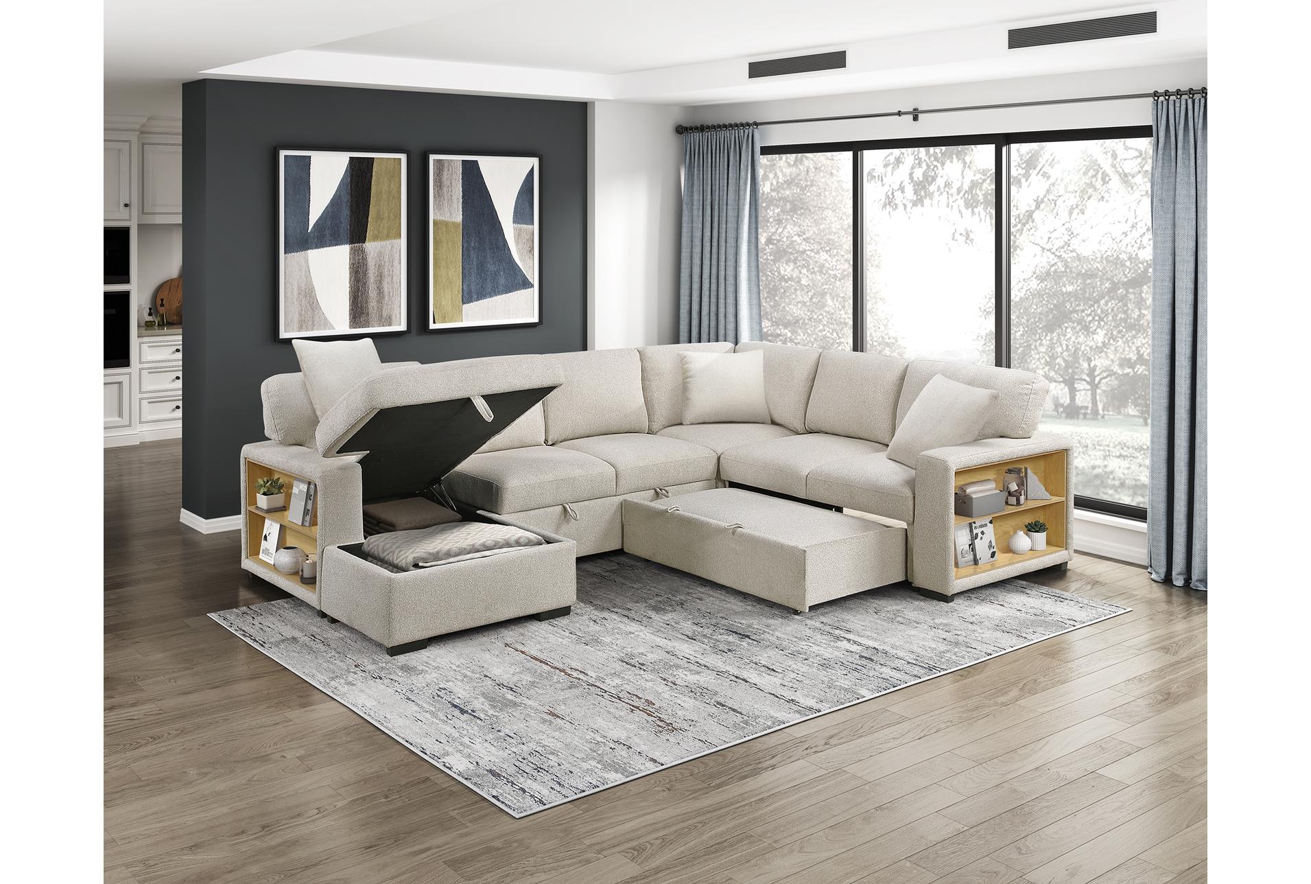 dimitri beige sectional with left chaise pull-out bed and hidden storages charging ports 24 dimitri beige sectional with left chaise pull-out bed and hidden storages charging ports