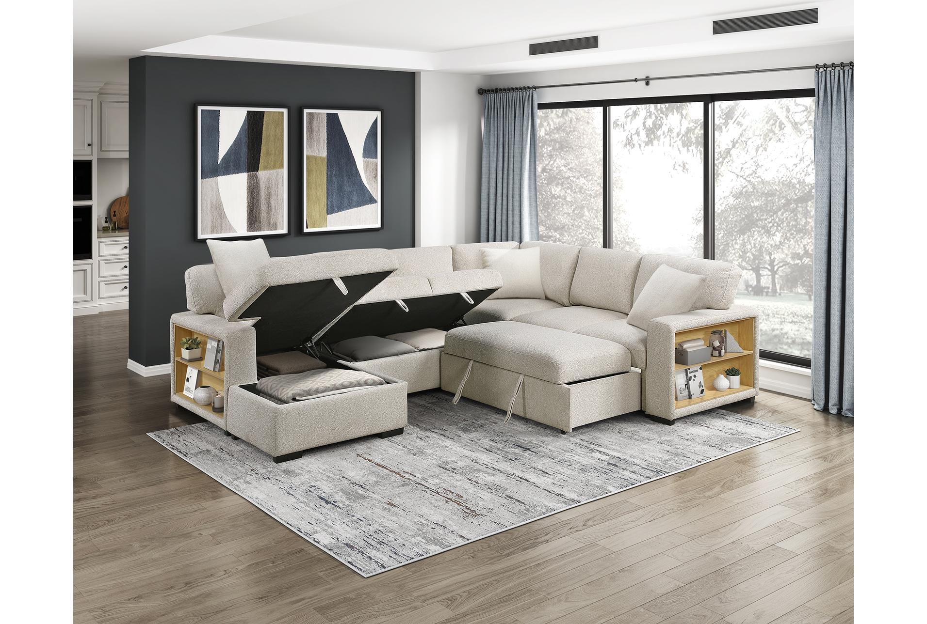 dimitri beige sectional with left chaise pull-out bed and hidden storages charging ports 26 dimitri beige sectional with left chaise pull-out bed and hidden storages charging ports