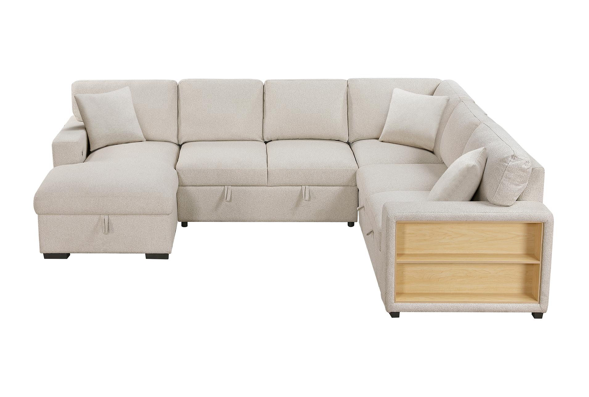 dimitri beige sectional with left chaise pull-out bed and hidden storages charging ports 15 dimitri beige sectional with left chaise pull-out bed and hidden storages charging ports