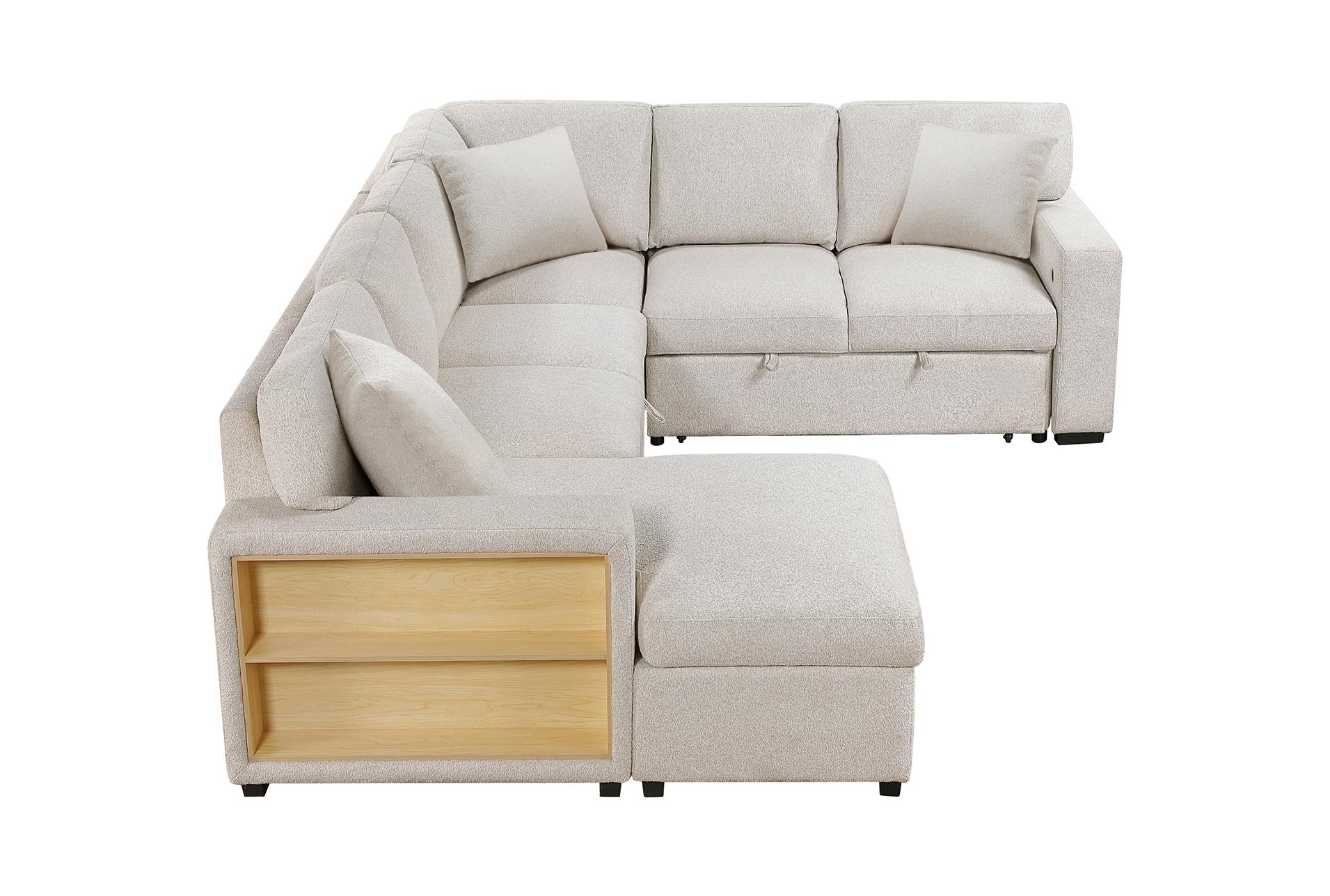 dimitri beige sectional with left chaise pull-out bed and hidden storages charging ports 16 dimitri beige sectional with left chaise pull-out bed and hidden storages charging ports