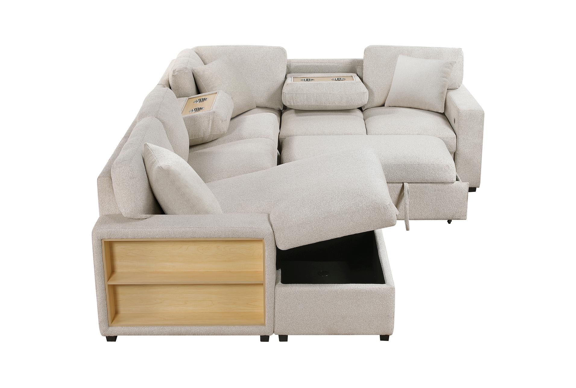 dimitri beige sectional with left chaise pull-out bed and hidden storages charging ports 18 dimitri beige sectional with left chaise pull-out bed and hidden storages charging ports
