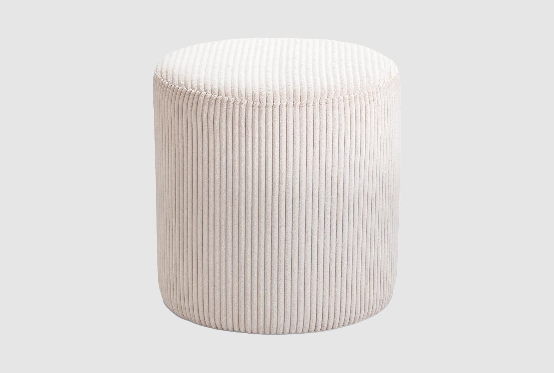 roy beige microsuede fabric round upholstered ottoman/stool 1 roy beige microsuede fabric round upholstered ottoman/stool
