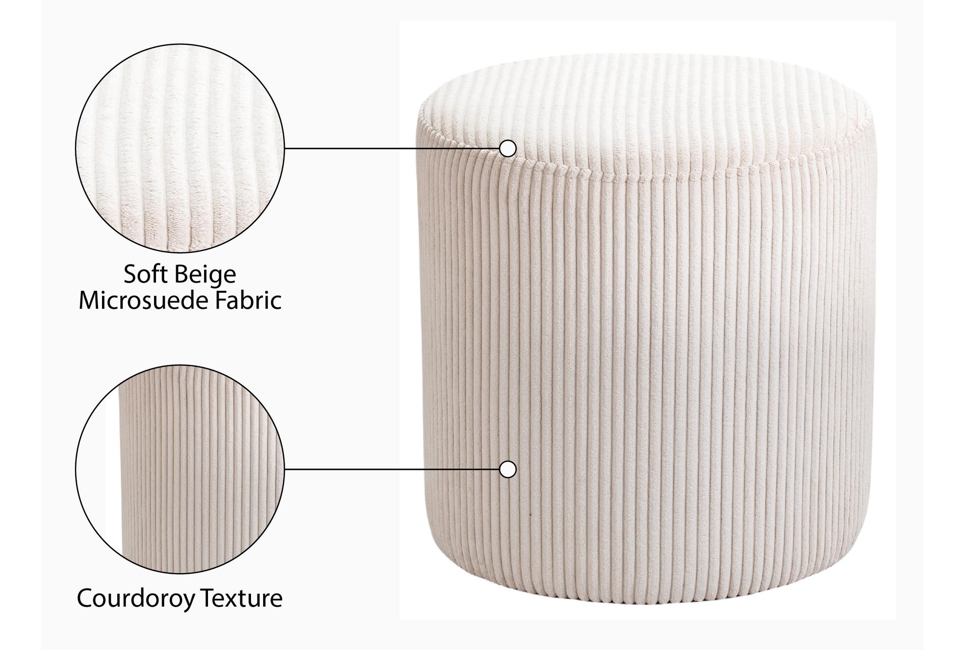 roy beige microsuede fabric round upholstered ottoman/stool 15 roy beige microsuede fabric round upholstered ottoman/stool