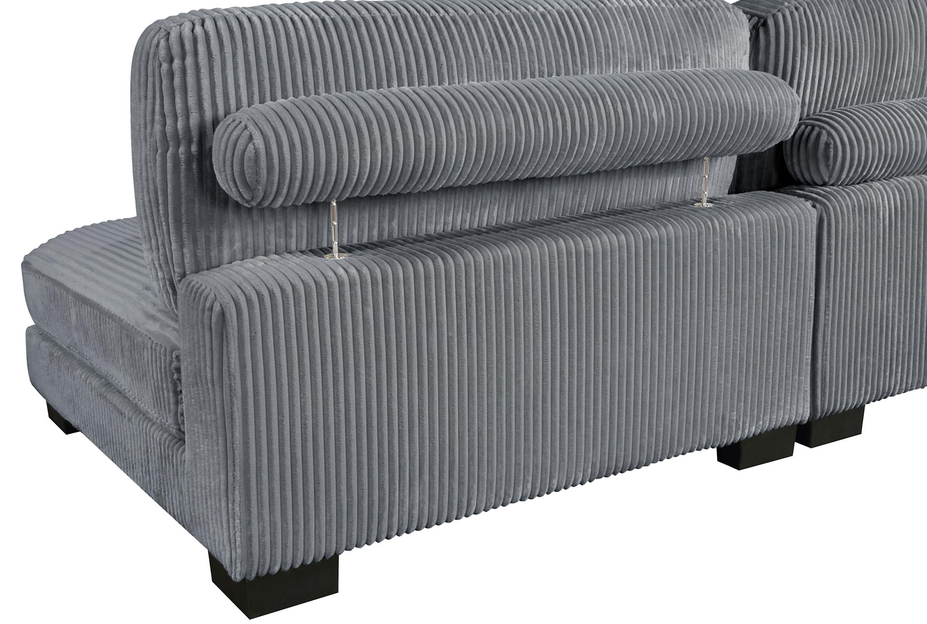 ellery grey corduroy 4-piece modular sectional with ottoman | fabric | reversible | loose reversible back 11 ellery grey corduroy 4-piece modular sectional with ottoman | fabric | reversible | loose reversible back