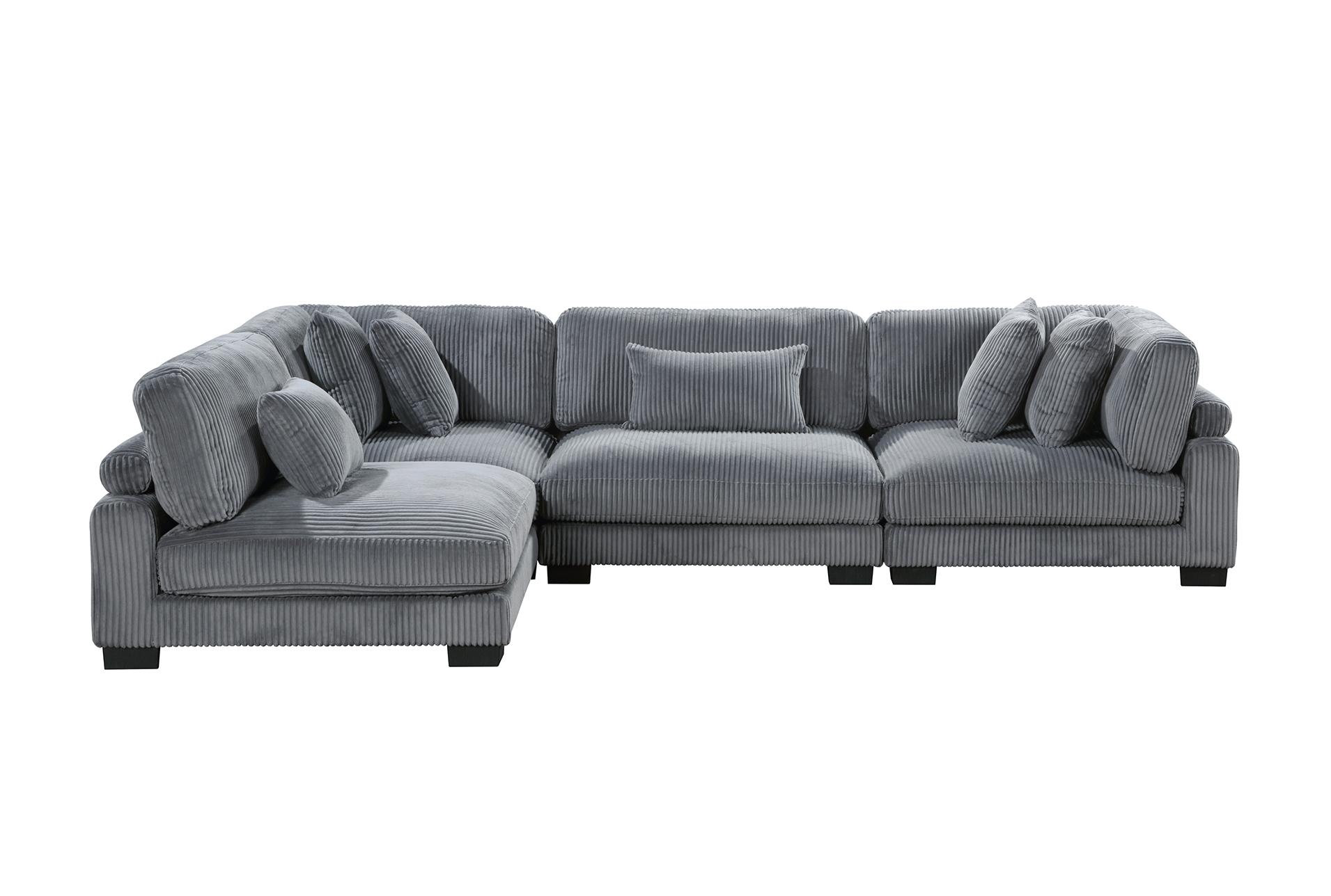 ellery grey corduroy 4-piece modular sectional | fabric | reversible | loose reversible back 13 ellery grey corduroy 4-piece modular sectional | fabric | reversible | loose reversible back