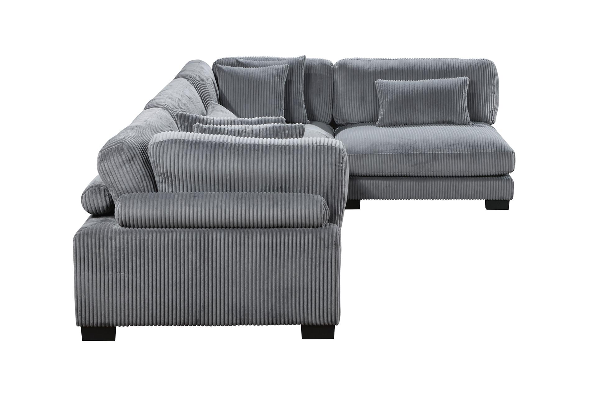 ellery grey corduroy 4-piece modular sectional | fabric | reversible | loose reversible back 16 ellery grey corduroy 4-piece modular sectional | fabric | reversible | loose reversible back
