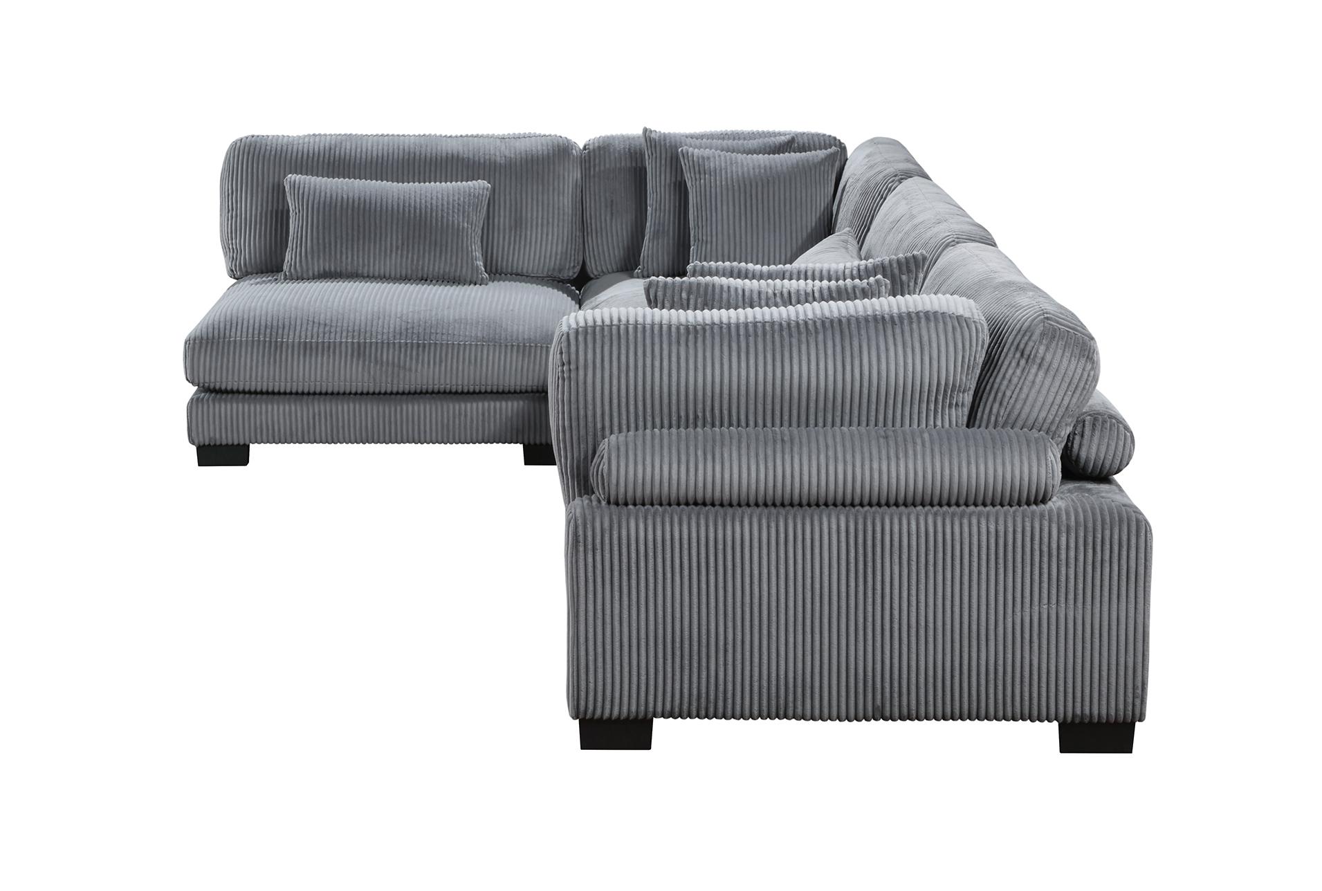 ellery grey corduroy 4-piece modular sectional | fabric | reversible | loose reversible back 17 ellery grey corduroy 4-piece modular sectional | fabric | reversible | loose reversible back