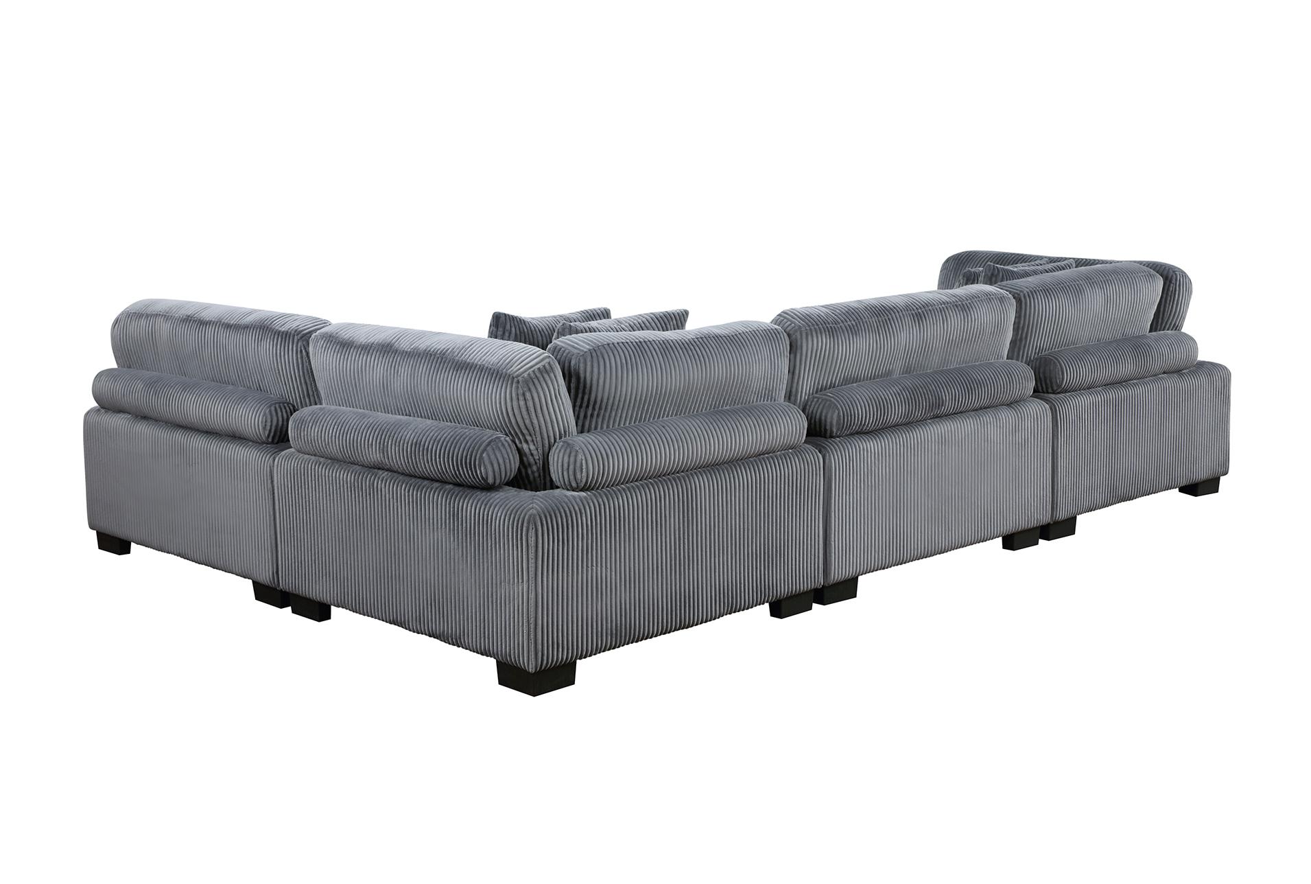ellery grey corduroy 4-piece modular sectional | fabric | reversible | loose reversible back 18 ellery grey corduroy 4-piece modular sectional | fabric | reversible | loose reversible back