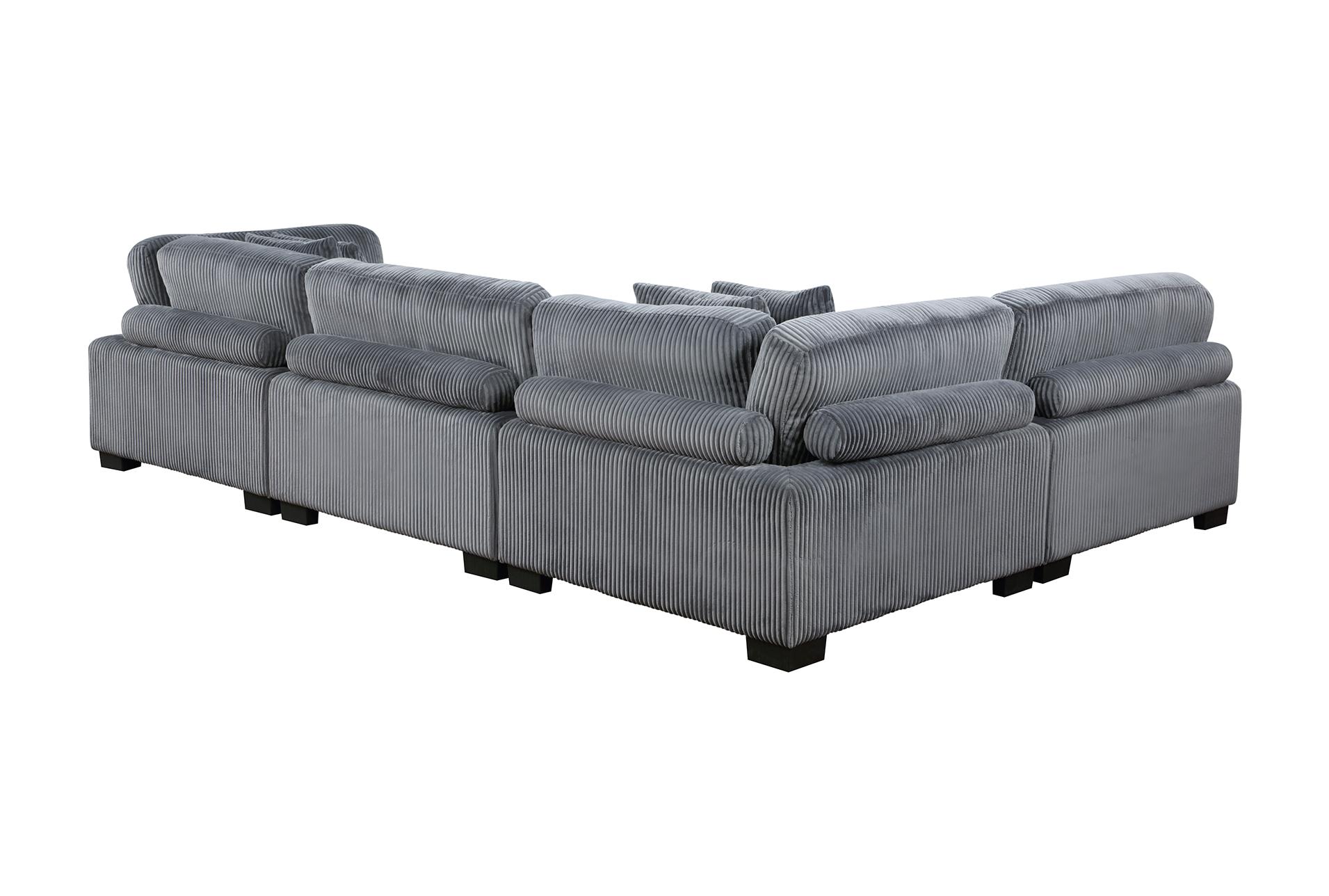 ellery grey corduroy 4-piece modular sectional | fabric | reversible | loose reversible back 19 ellery grey corduroy 4-piece modular sectional | fabric | reversible | loose reversible back
