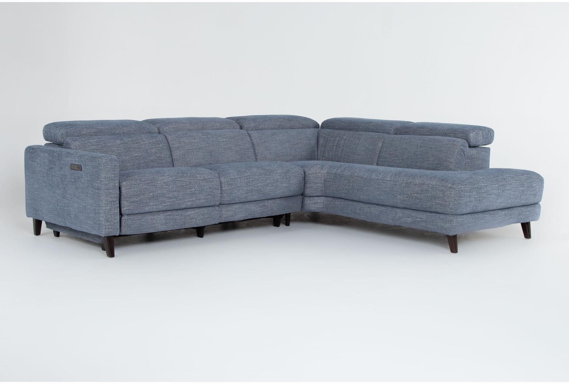blake denim blue 113" 2 piece power reclining sectional | right arm facing chaise 1 blake denim blue 113" 2 piece power reclining sectional | right arm facing chaise