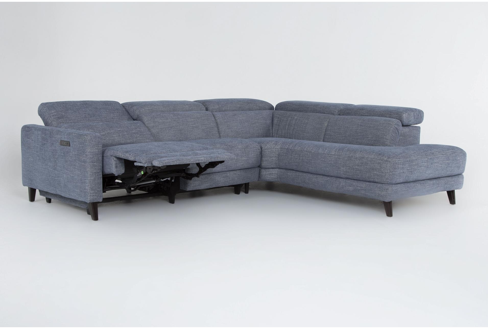 blake denim blue 113" 2 piece power reclining sectional | right arm facing chaise 30 blake denim blue 113" 2 piece power reclining sectional | right arm facing chaise