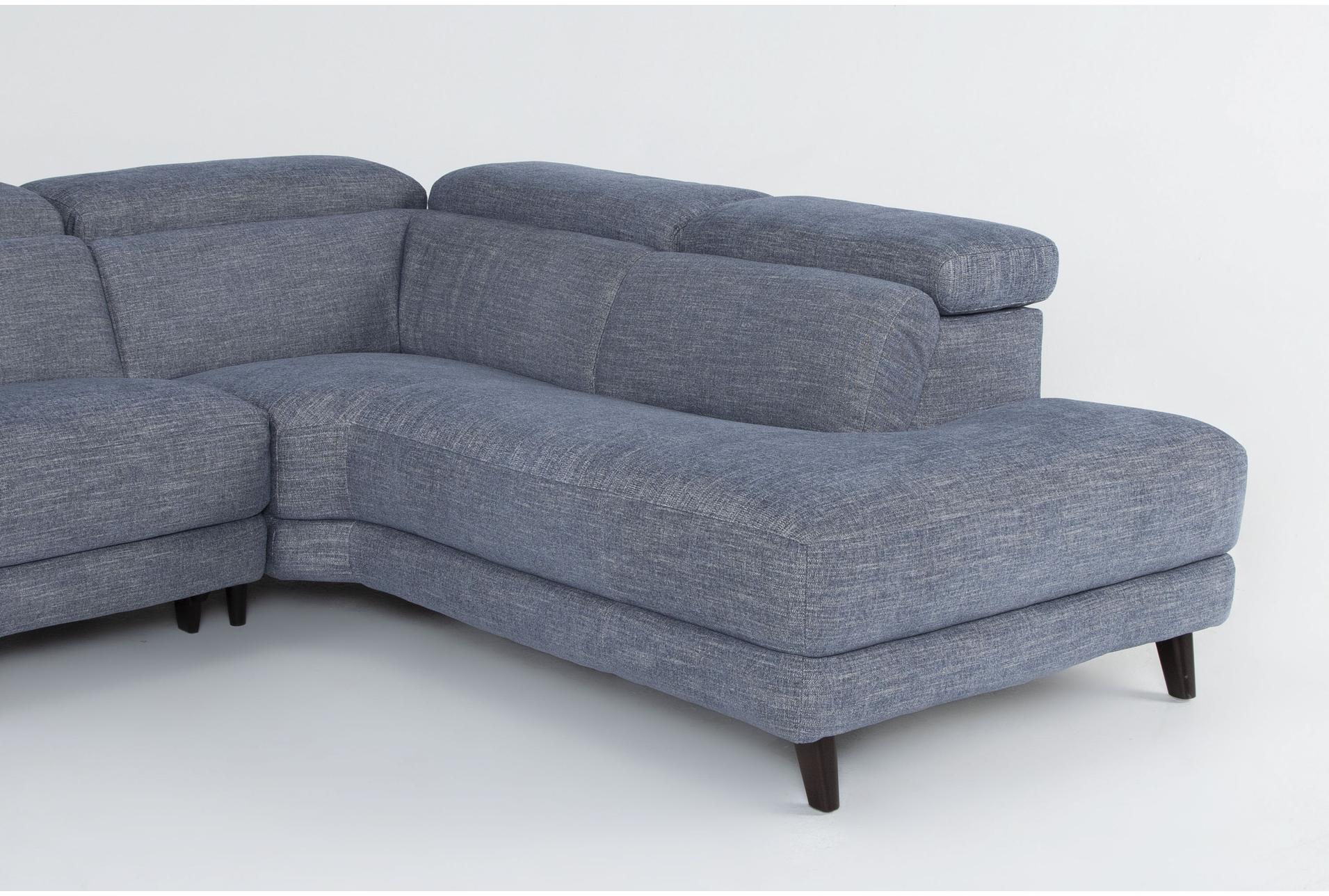 blake denim blue 113" 2 piece power reclining sectional | right arm facing chaise 31 blake denim blue 113" 2 piece power reclining sectional | right arm facing chaise