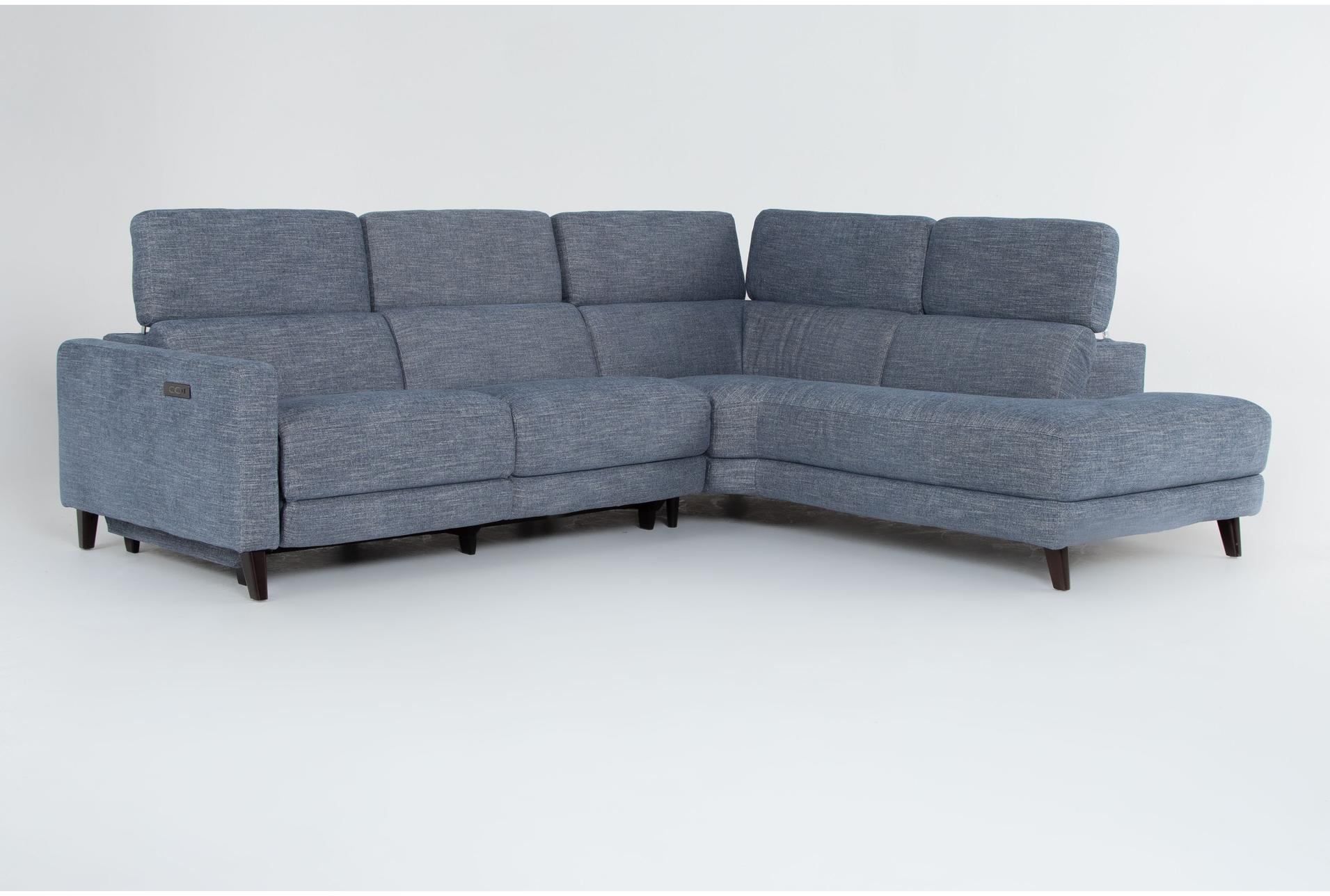 blake denim blue 113" 2 piece power reclining sectional | right arm facing chaise 18 blake denim blue 113" 2 piece power reclining sectional | right arm facing chaise