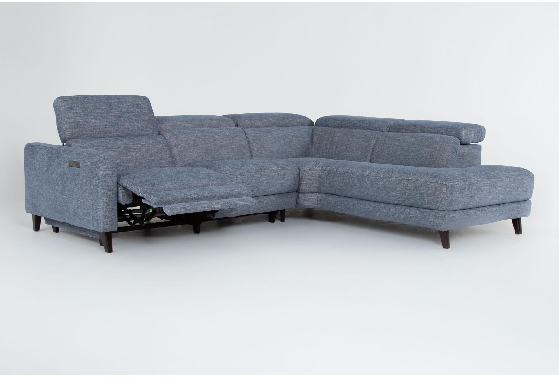 blake denim blue 113" 2 piece power reclining sectional | right arm facing chaise 19 blake denim blue 113" 2 piece power reclining sectional | right arm facing chaise