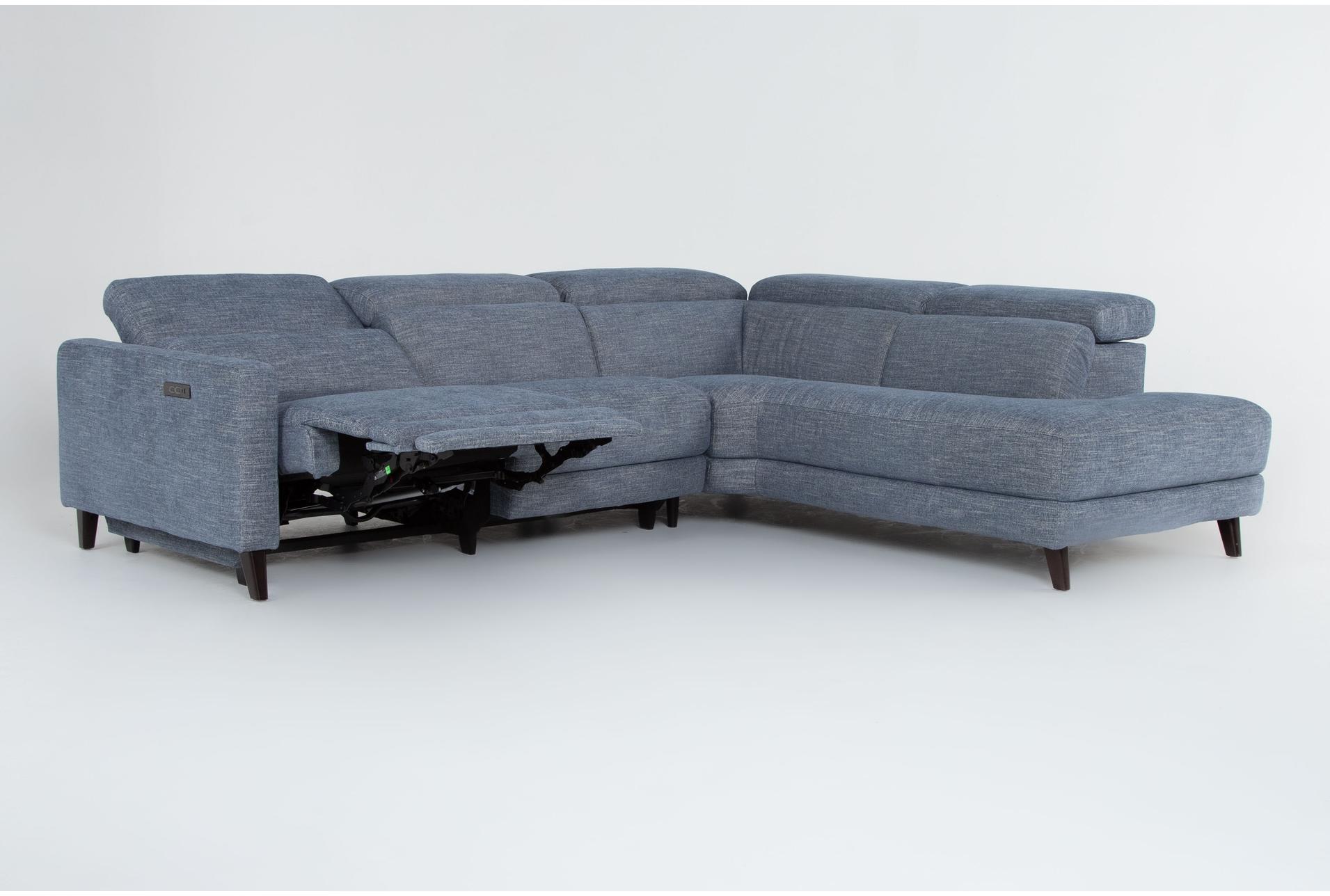 blake denim blue 113" 2 piece power reclining sectional | right arm facing chaise 20 blake denim blue 113" 2 piece power reclining sectional | right arm facing chaise