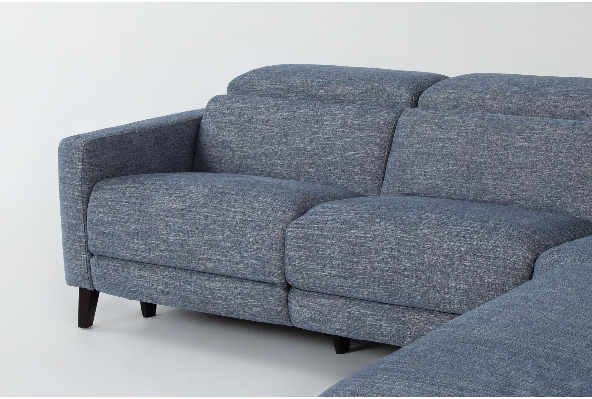 blake denim blue 113" 2 piece power reclining sectional | right arm facing chaise 22 blake denim blue 113" 2 piece power reclining sectional | right arm facing chaise