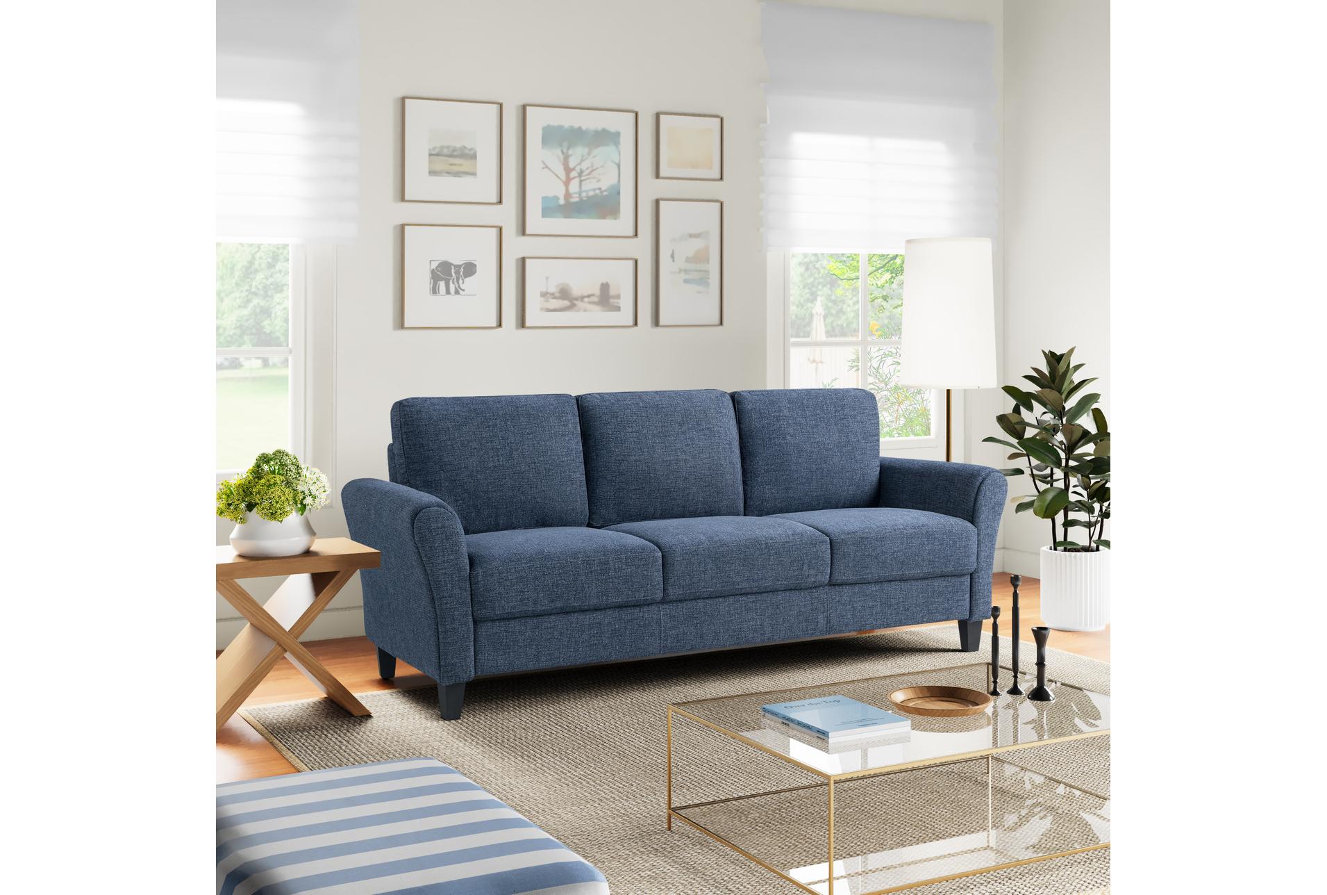 westin blue fabric 80" microfiber sofa 17 westin blue fabric 80" microfiber sofa