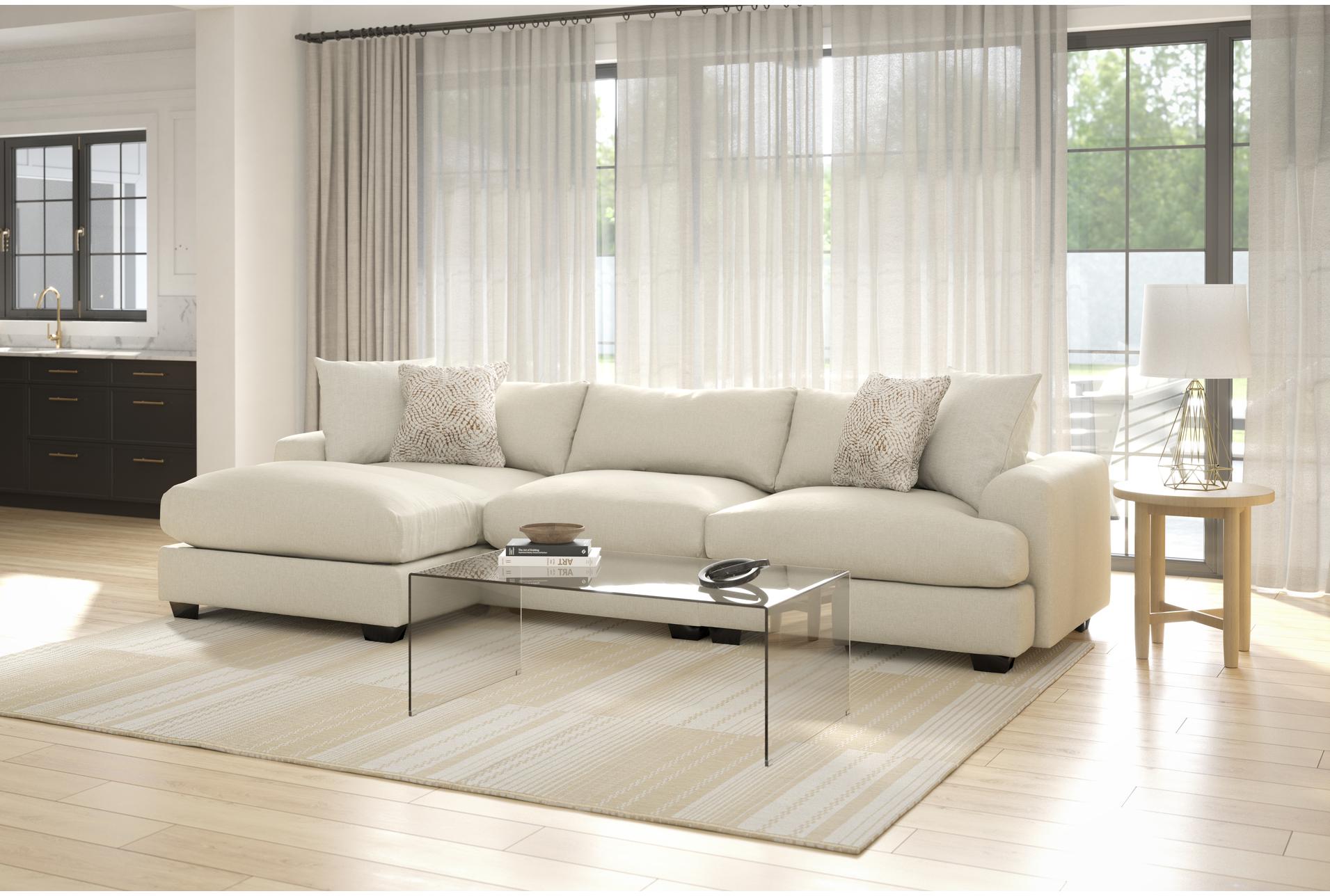 cataleya ivory beige boucle fabric 133" 2 piece sectional with left arm facing chaise 16 cataleya ivory beige boucle fabric 133" 2 piece sectional with left arm facing chaise