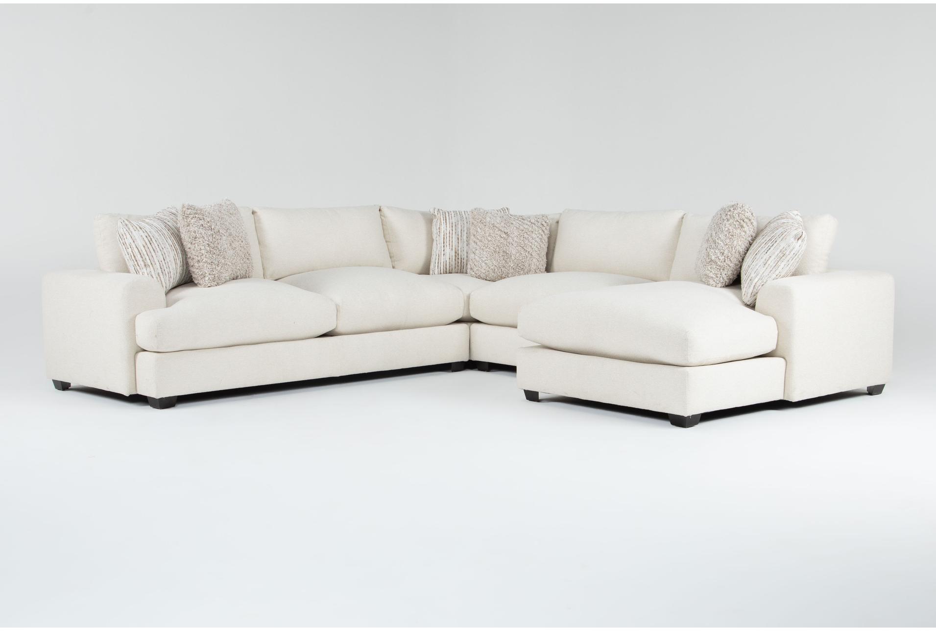 cataleya ivory beige boucle fabric 129" 4 piece right arm facing chaise sectional 1 cataleya ivory beige boucle fabric 129" 4 piece right arm facing chaise sectional