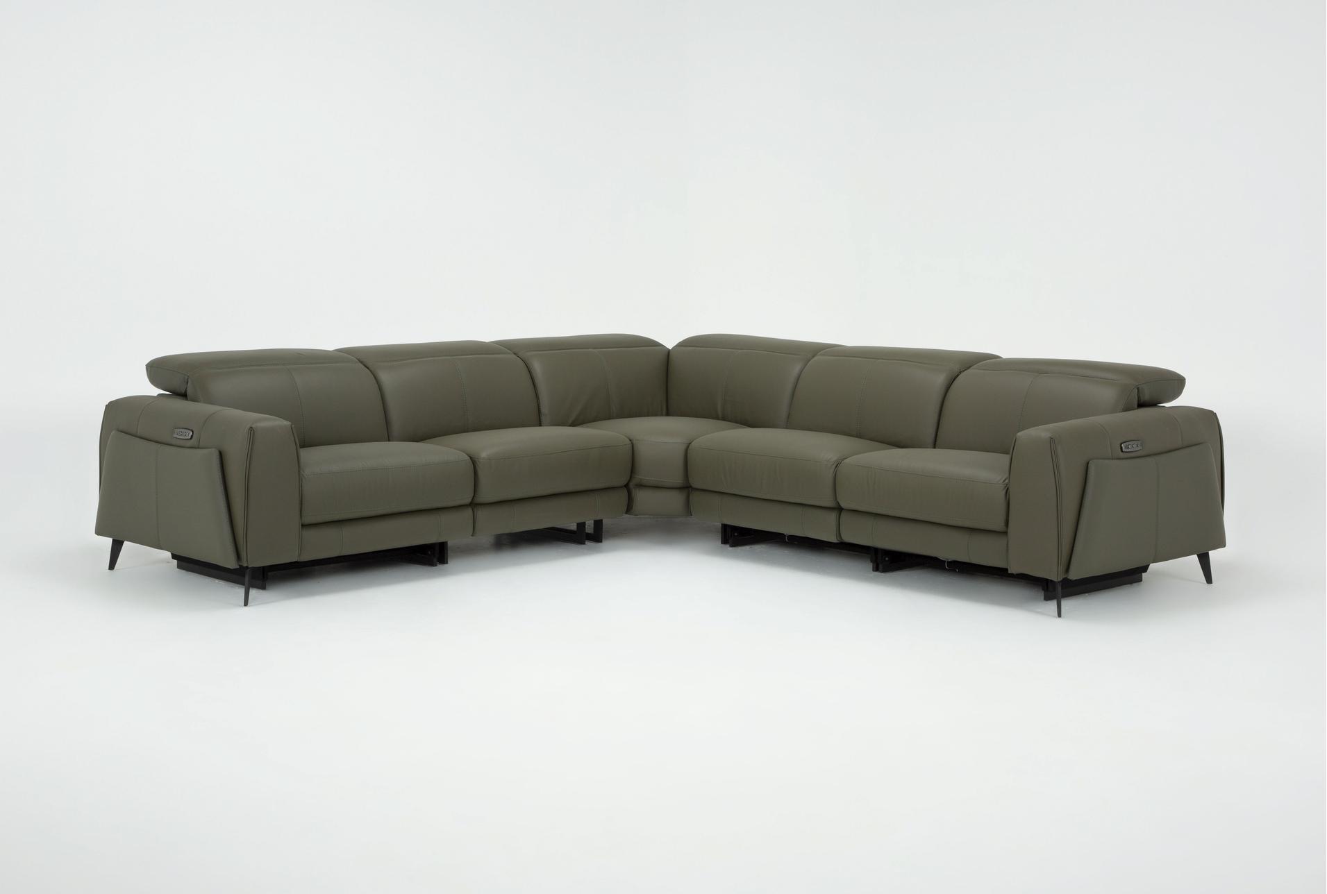 cullen olive green leather 114" 5 piece power zero gravity reclining modular sectional with armless recliner armless chair power headrest storage hidden cupholders & usb 1 cullen olive green leather 114" 5 piece power zero gravity reclining modular sectional with armless recliner armless chair power headrest storage hidden cupholders & usb