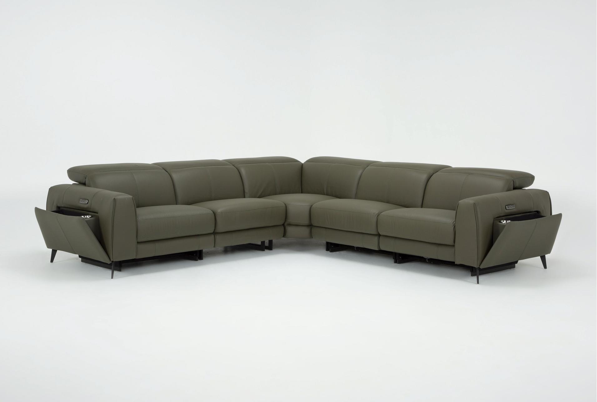 cullen olive green leather 114" 5 piece power zero gravity reclining modular sectional with armless recliner armless chair power headrest storage hidden cupholders & usb 15 cullen olive green leather 114" 5 piece power zero gravity reclining modular sectional with armless recliner armless chair power headrest storage hidden cupholders & usb