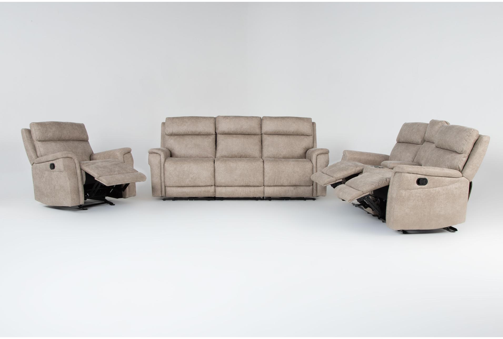 caspian natural beige 7 piece manual reclining modular living room set with sofa console loveseat & glider recliner 10 caspian natural beige 7 piece manual reclining modular living room set with sofa console loveseat & glider recliner