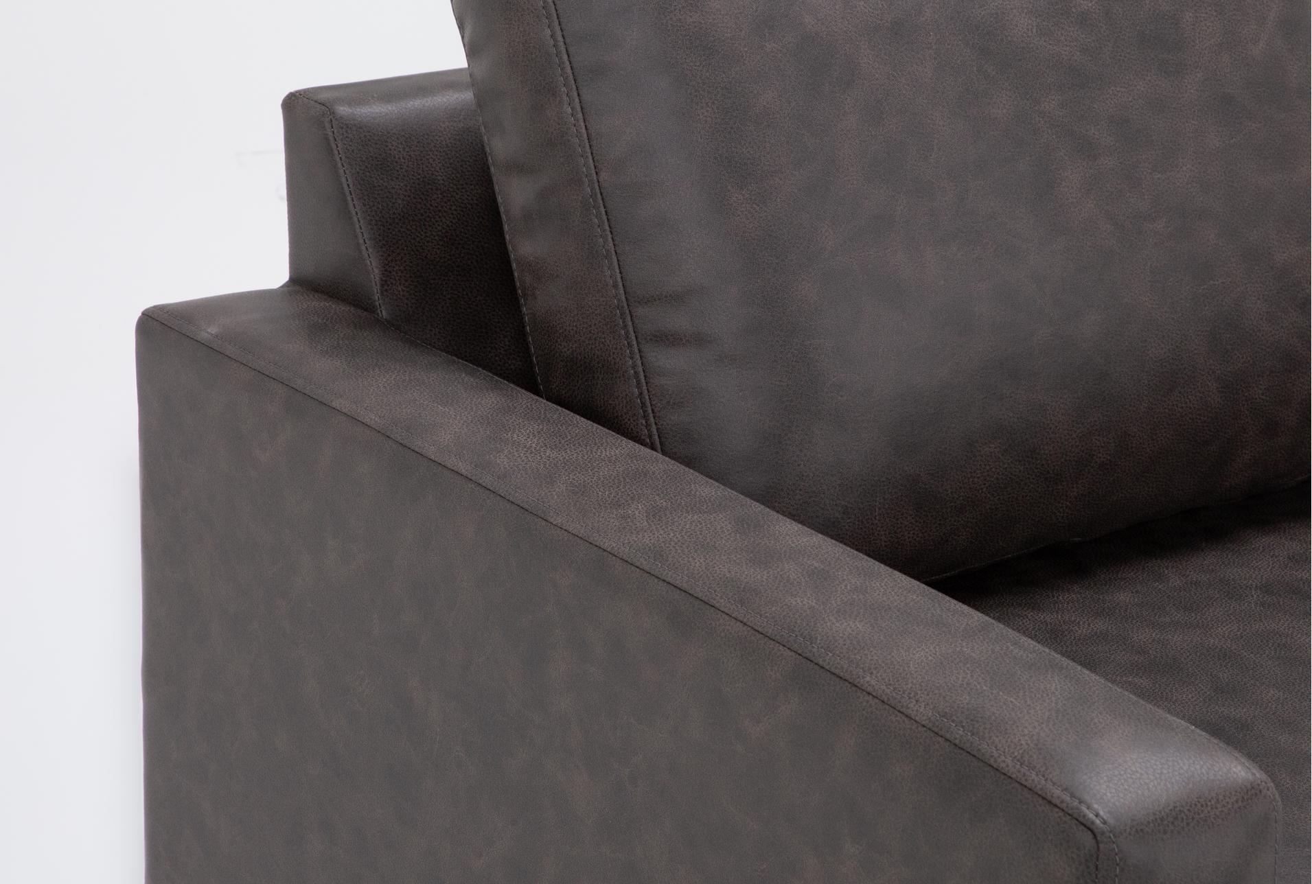 mathers grey brown vegan faux leather 2 piece sectional with right arm facing sofa | fabric | loose reversible back 9 mathers grey brown vegan faux leather 2 piece sectional with right arm facing sofa | fabric | loose reversible back