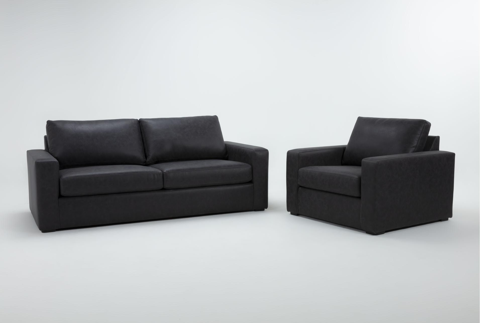 araceli ii charcoal grey black vegan faux leather 2 piece condo 86" queen sleeper sofa & oversized chair set 1 araceli ii charcoal grey black vegan faux leather 2 piece condo 86" queen sleeper sofa & oversized chair set