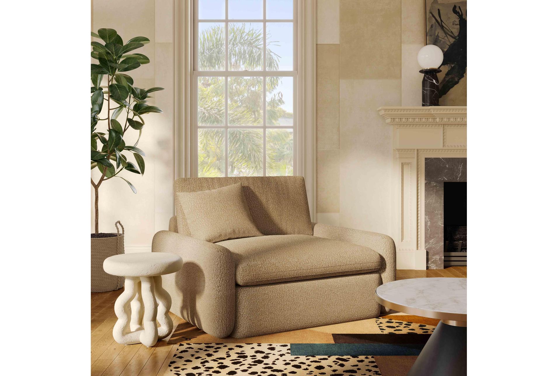 rachelle tan brown boucle fabric oversized lounge chair with throw pillow 8 rachelle tan brown boucle fabric oversized lounge chair with throw pillow
