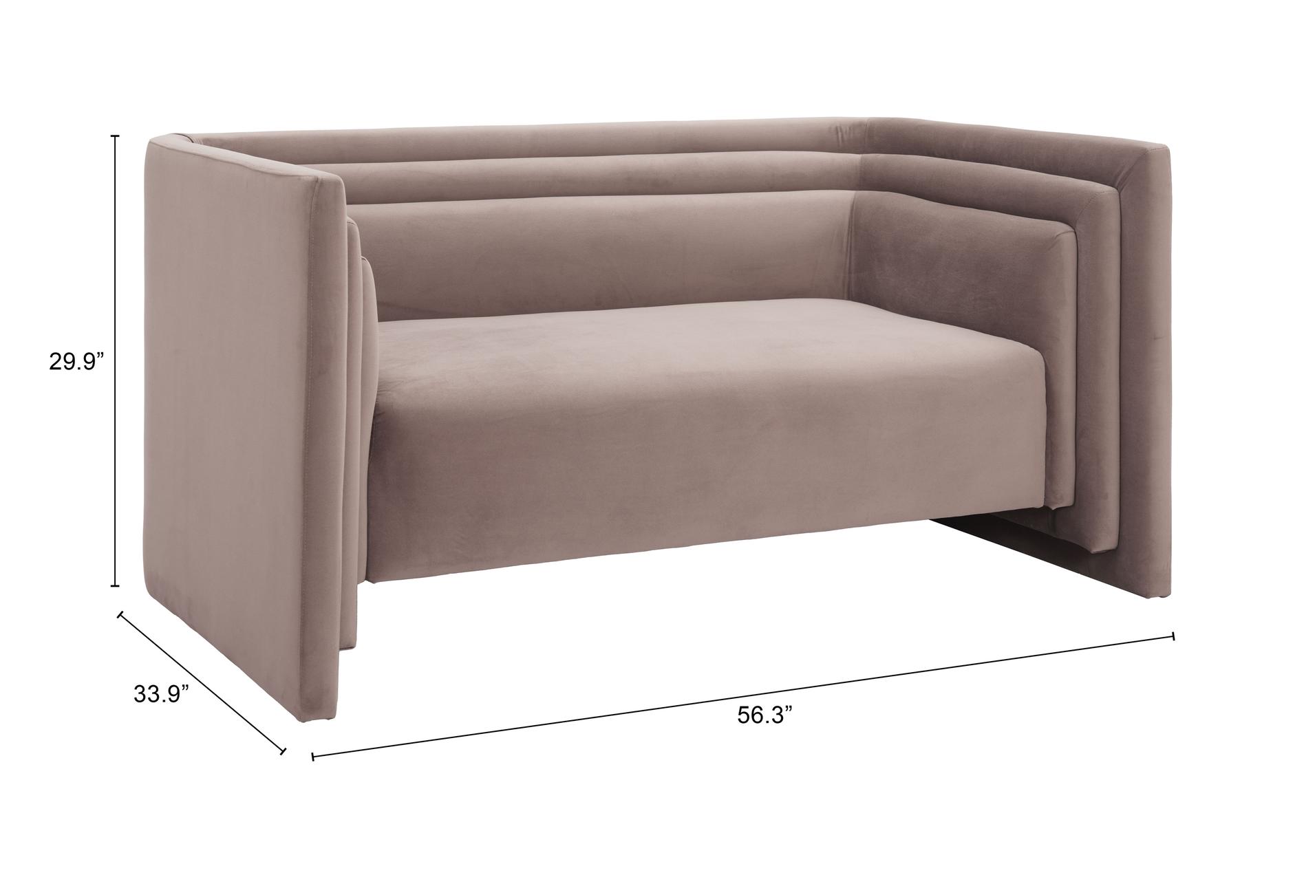 trippel taupe brown velvet 56" loveseat with arms 15 trippel taupe brown velvet 56" loveseat with arms