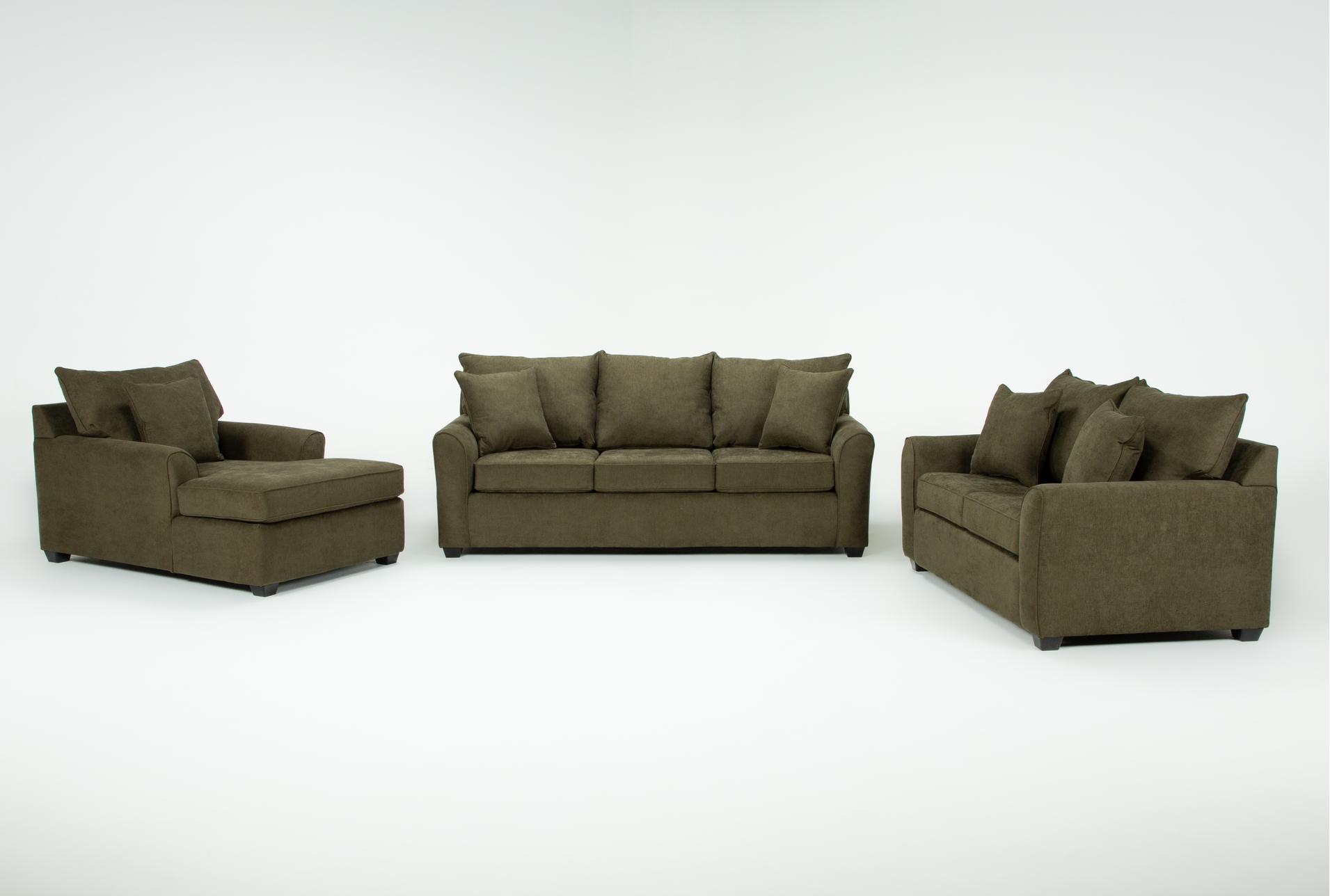 jaylen ii arbor green fabric 88" queen sleeper sofa loveseat & chaise set | loose reversible back | 3 piece 1 jaylen ii arbor green fabric 88" queen sleeper sofa loveseat & chaise set | loose reversible back | 3 piece