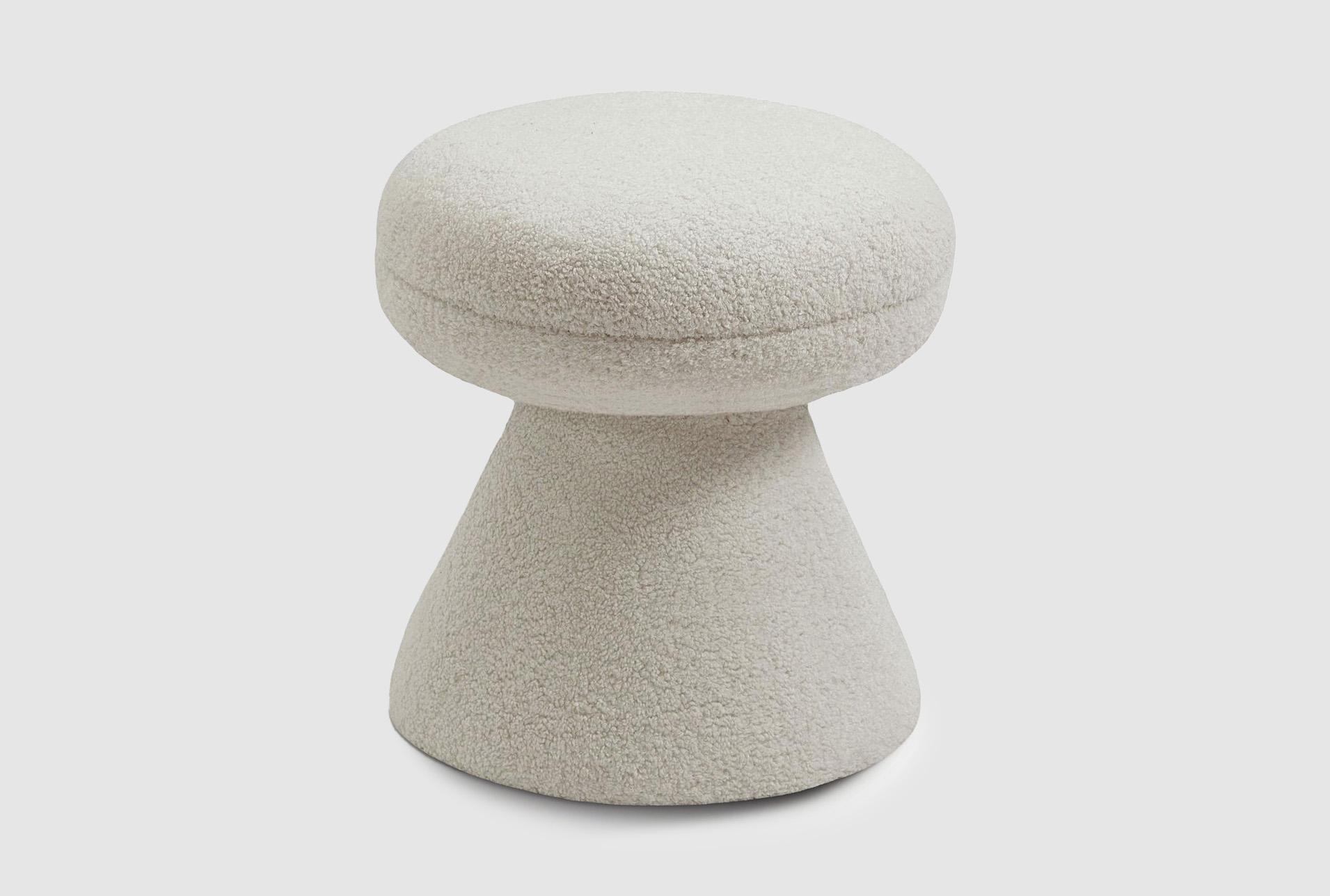 drum beige faux shearling teddy fabric round upholstered ottoman/stool 1 drum beige faux shearling teddy fabric round upholstered ottoman/stool