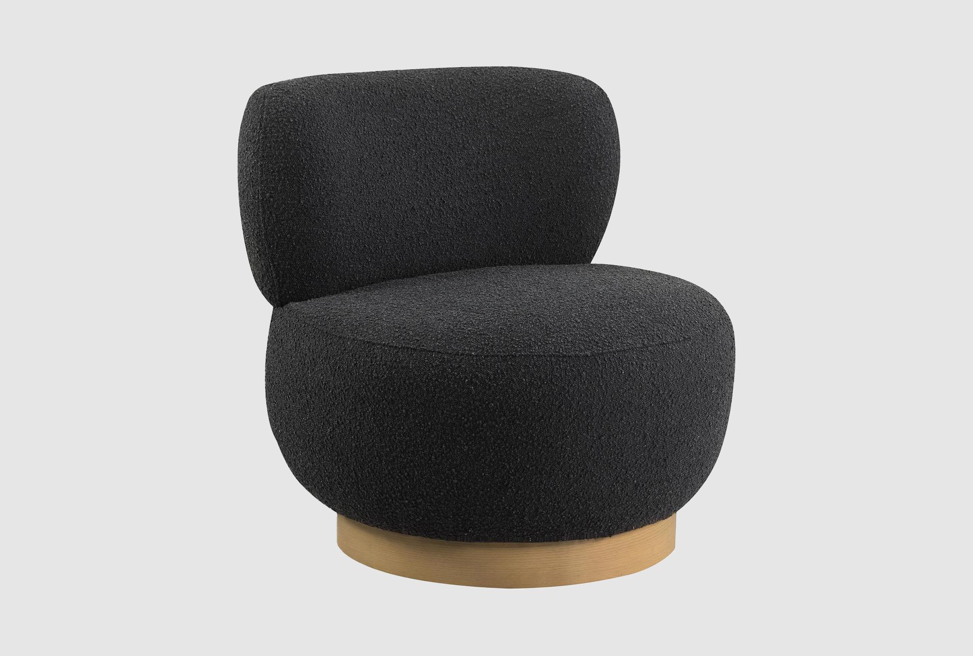 ambroise black boucle fabric accent chair | curved | armless