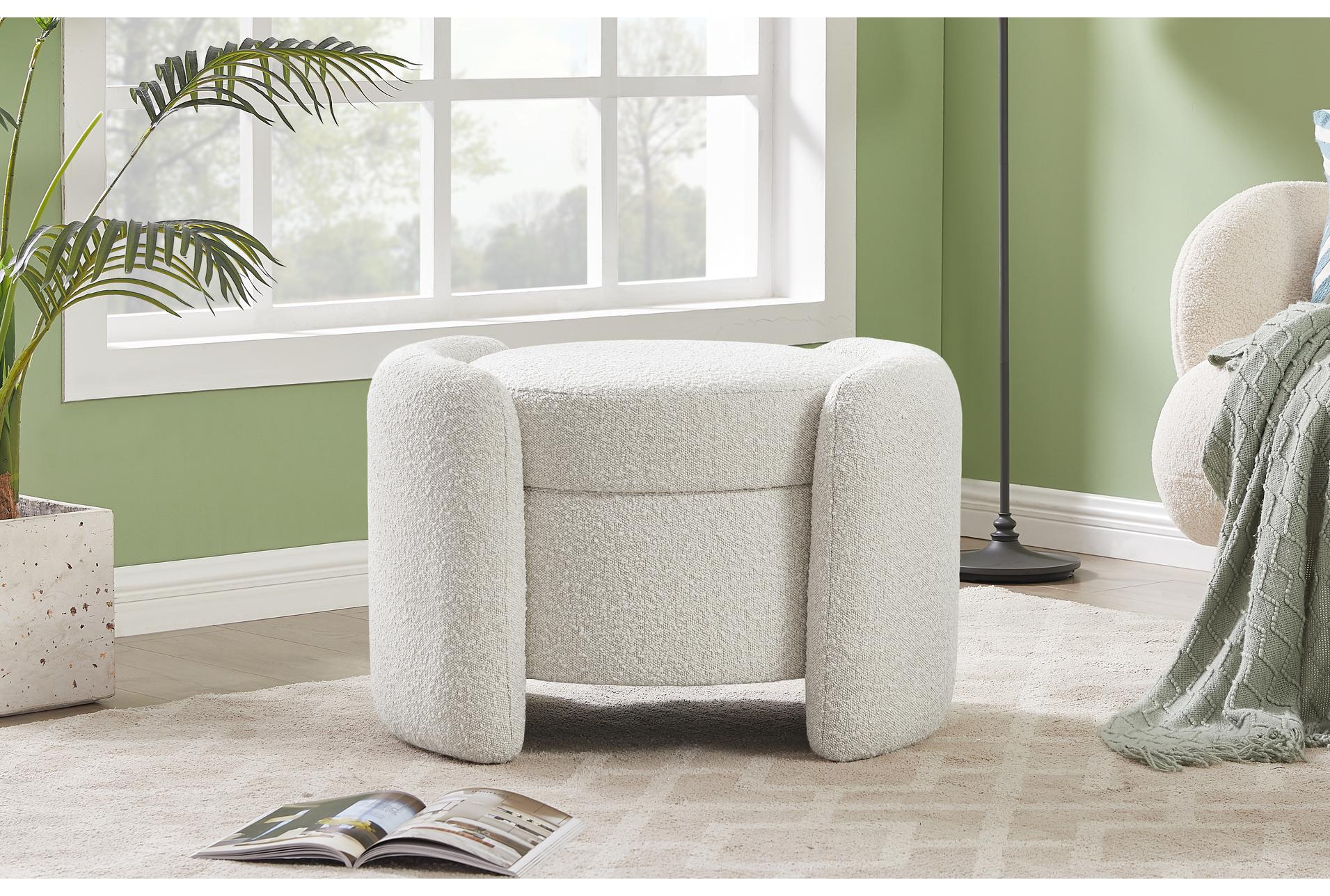 horizon cream boucle fabric round upholstered ottoman 18 horizon cream boucle fabric round upholstered ottoman
