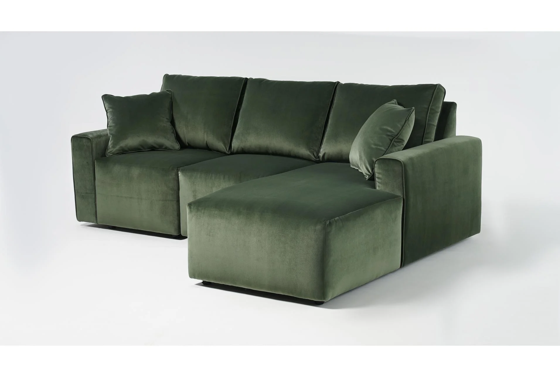 holland forrest green performance velvet fabric 3 piece 95" modular flexsteel sectional with right arm facing chaise | performance fabric 1 holland forrest green performance velvet fabric 3 piece 95" modular flexsteel sectional with right arm facing chaise | performance fabric