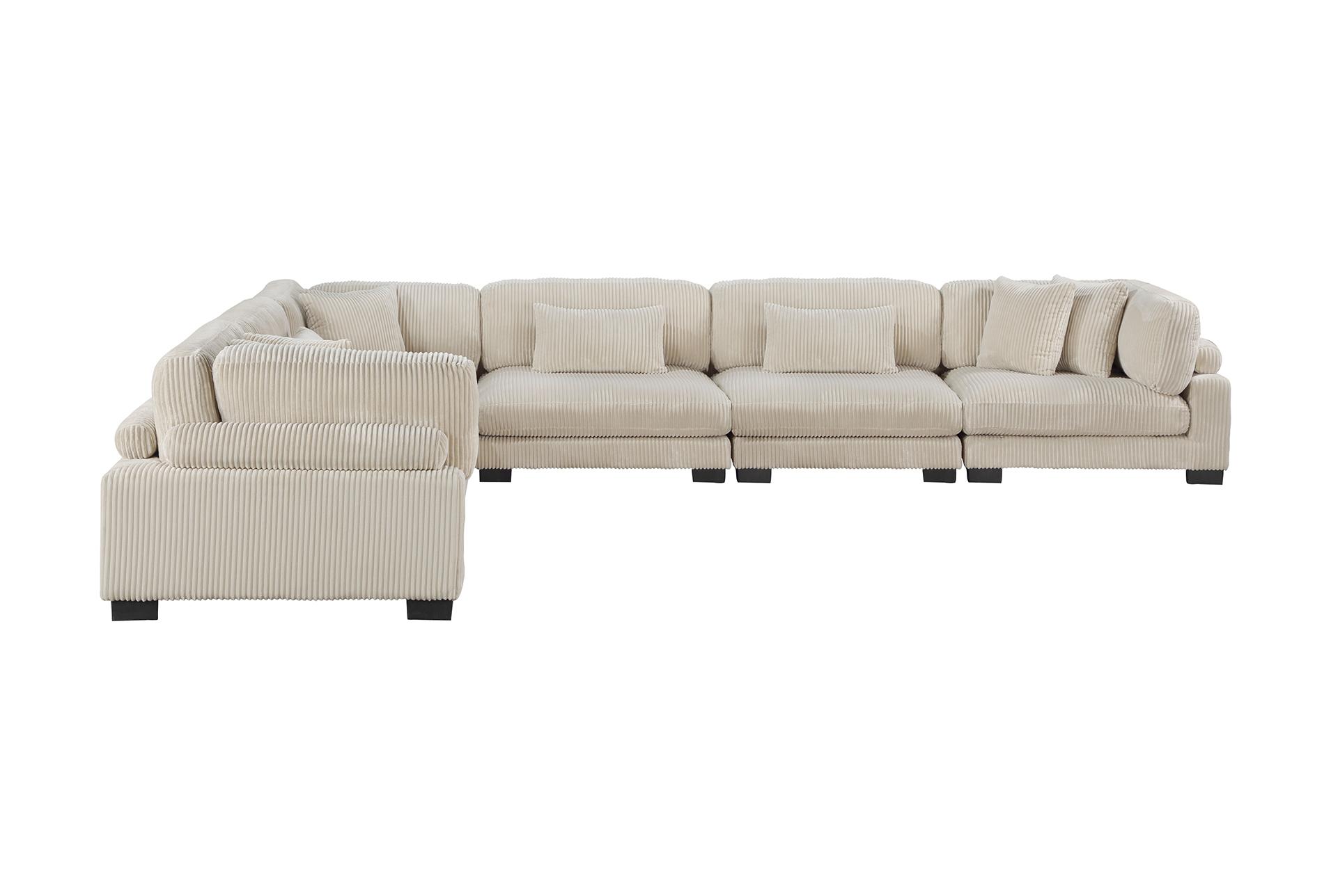 ellery beige corduroy 6-piece modular sectional | fabric | reversible | loose reversible back 8 ellery beige corduroy 6-piece modular sectional | fabric | reversible | loose reversible back