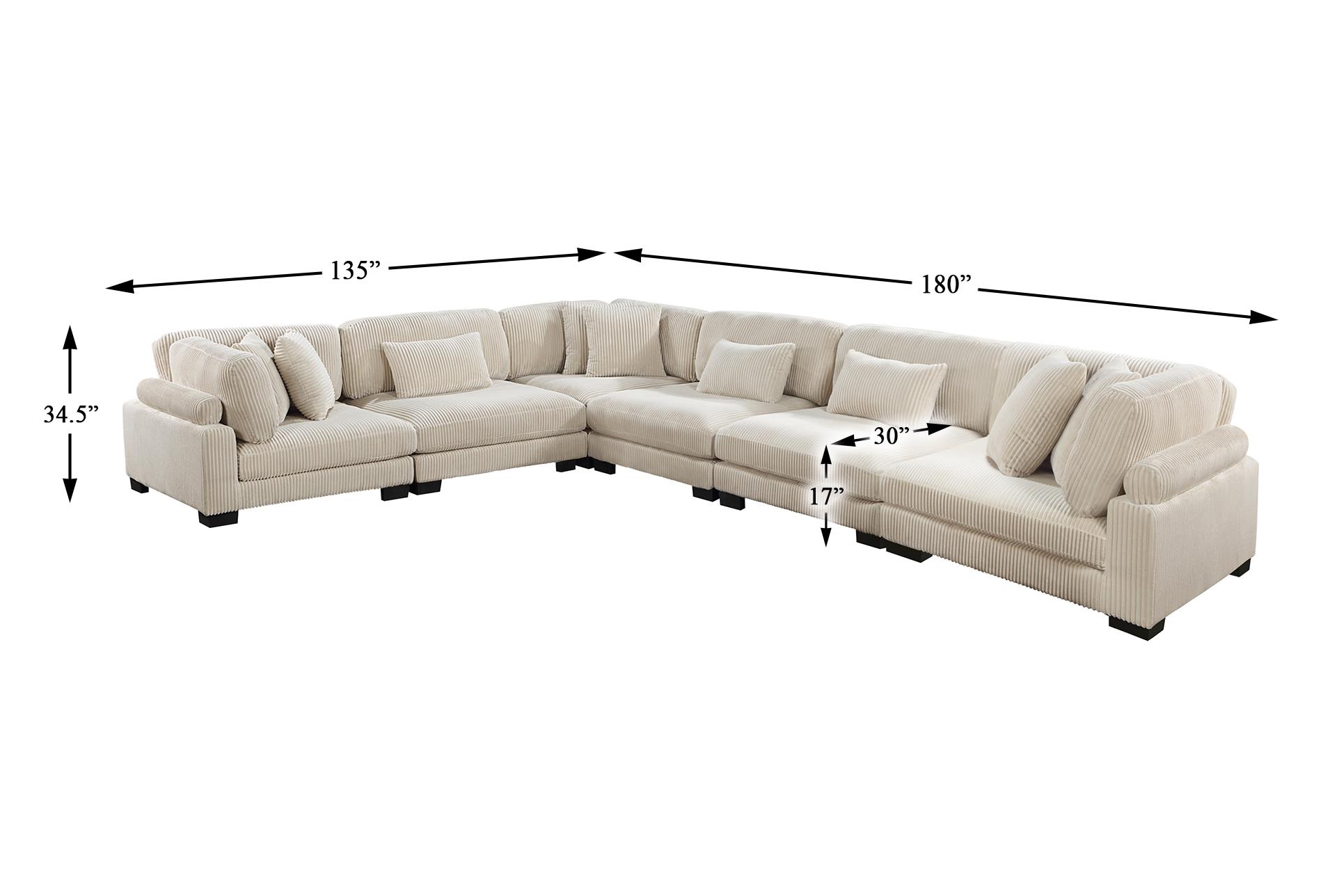ellery beige corduroy 6-piece modular sectional | fabric | reversible | loose reversible back 9 ellery beige corduroy 6-piece modular sectional | fabric | reversible | loose reversible back