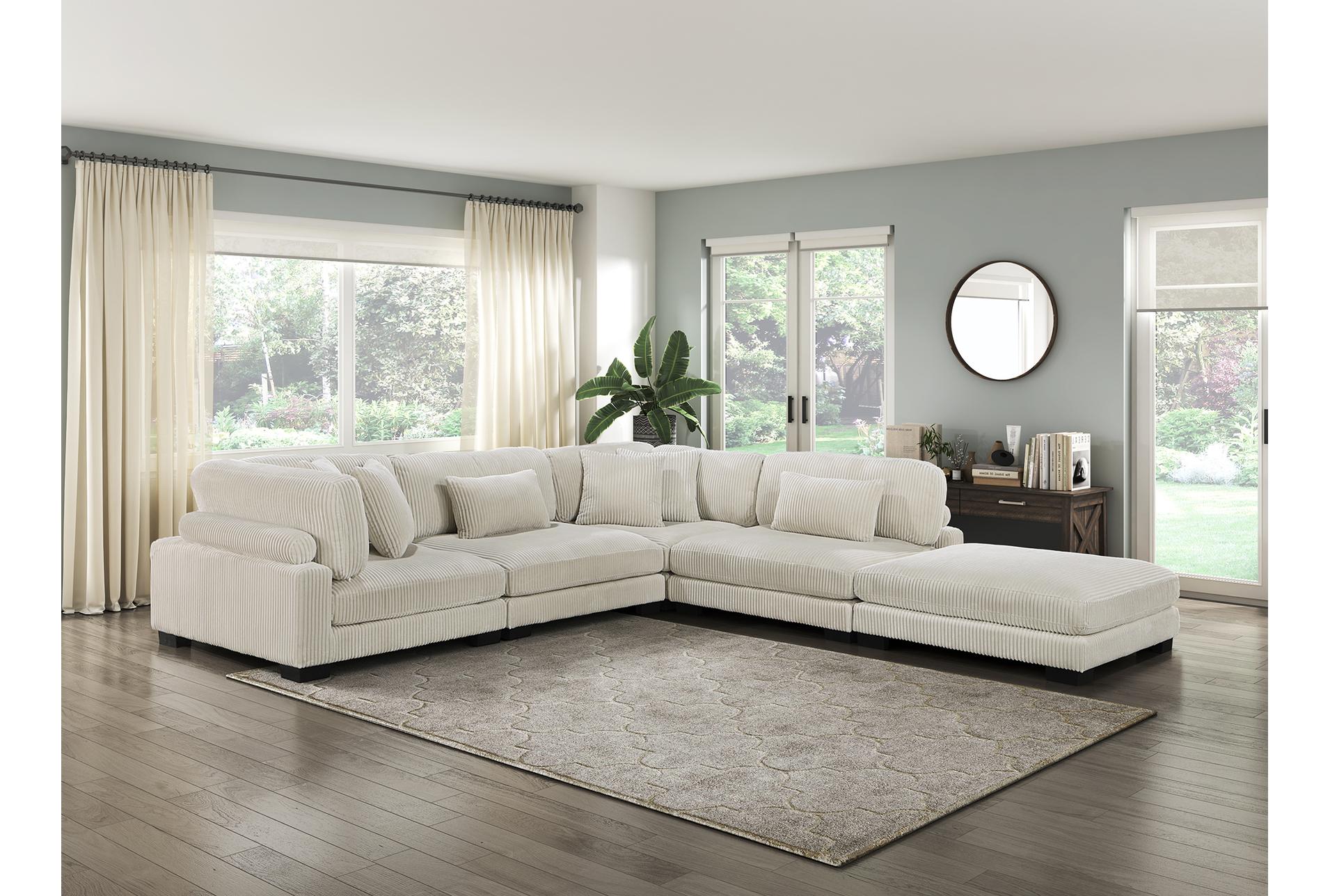 ellery beige corduroy 5-piece modular sectional with ottoman | fabric | reversible | loose reversible back 23 ellery beige corduroy 5-piece modular sectional with ottoman | fabric | reversible | loose reversible back