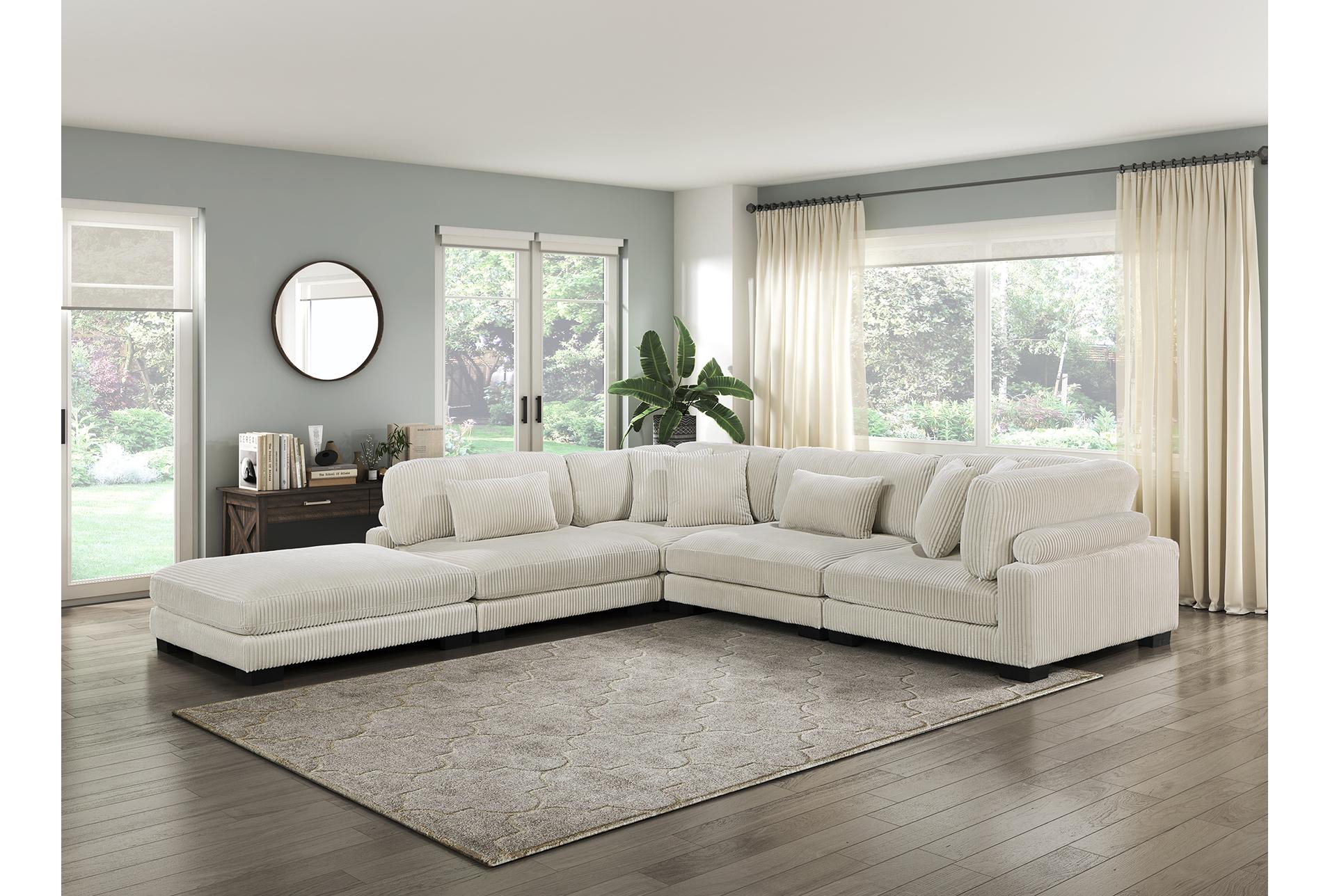ellery beige corduroy 5-piece modular sectional with ottoman | fabric | reversible | loose reversible back 24 ellery beige corduroy 5-piece modular sectional with ottoman | fabric | reversible | loose reversible back